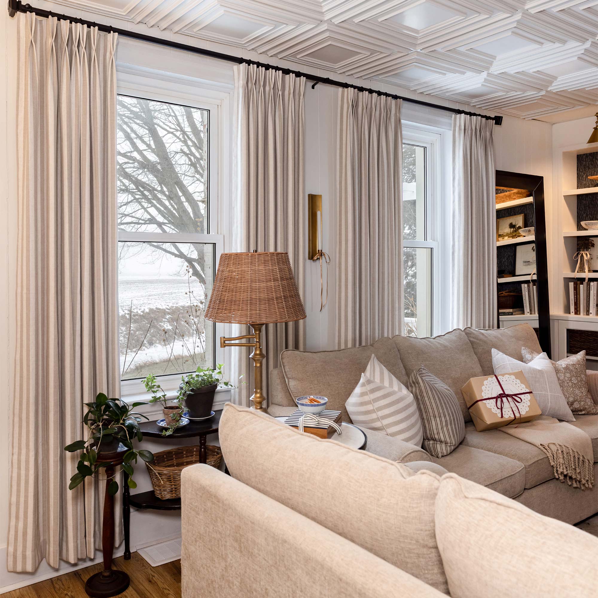 Elvonaeoly Stripe Linen Custom Curtains