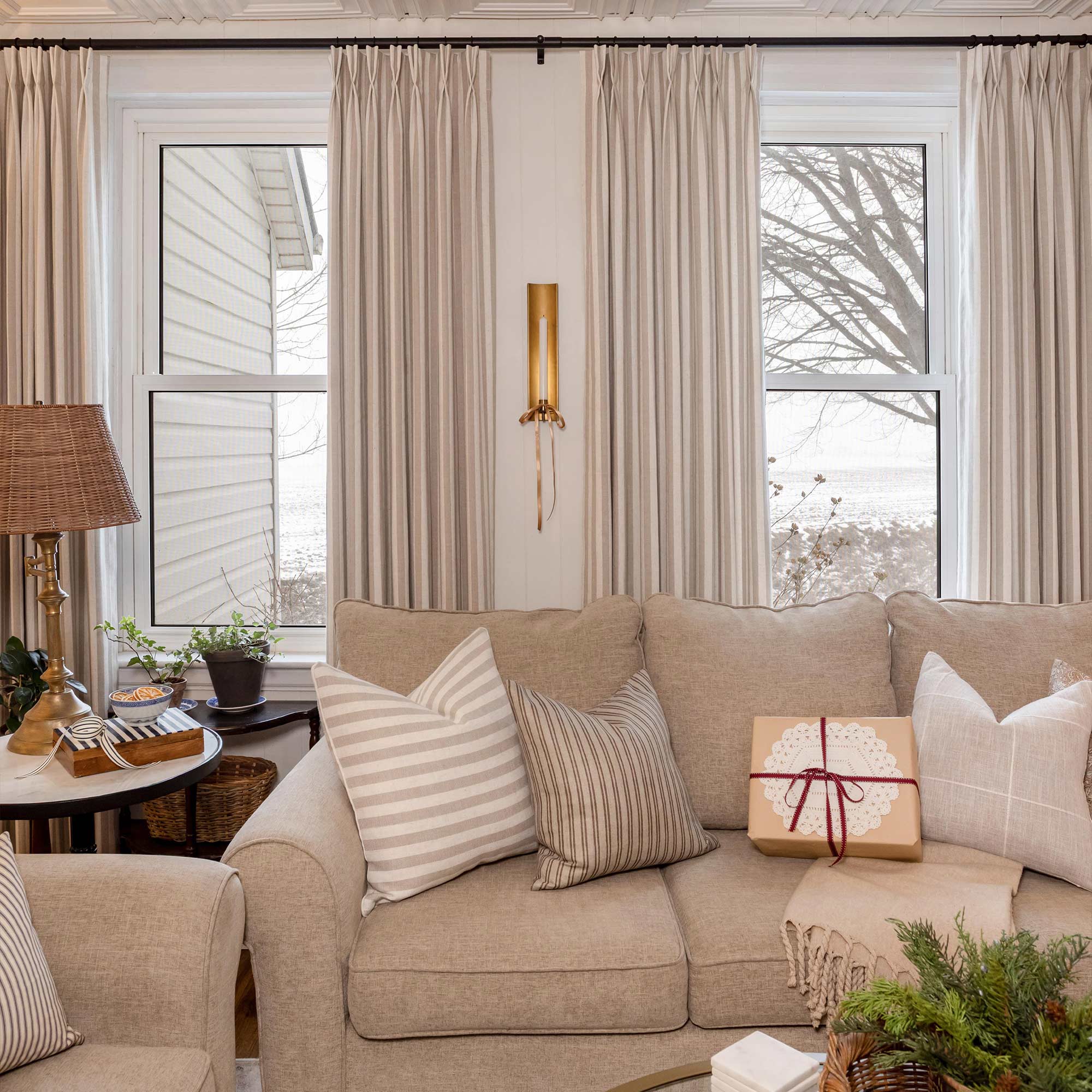 Elvonaeoly Stripe Linen Custom Curtains