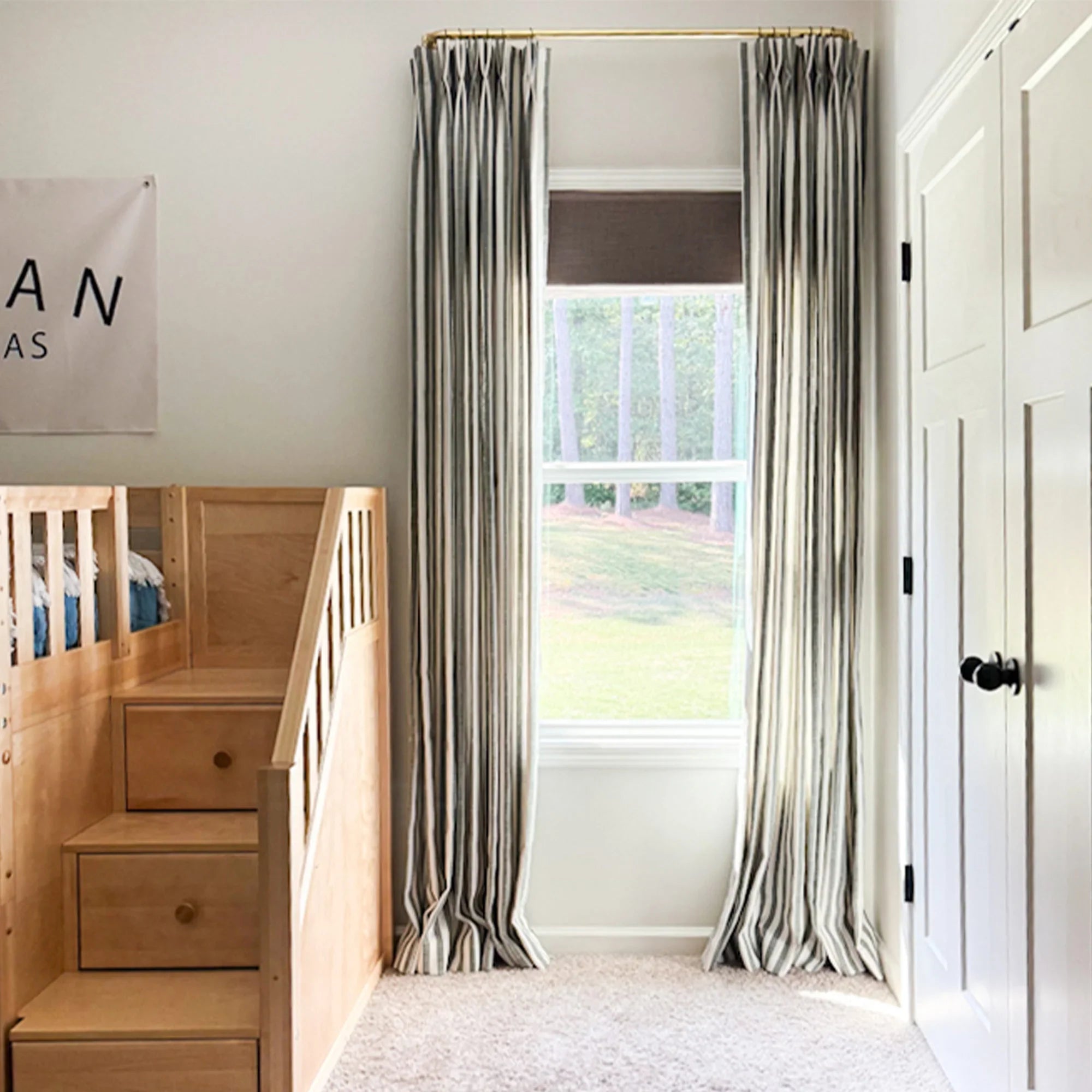 Elvonaeoly Stripe Linen Custom Curtains