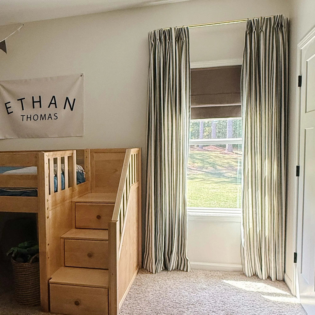 Elvonaeoly Stripe Linen Custom Curtains