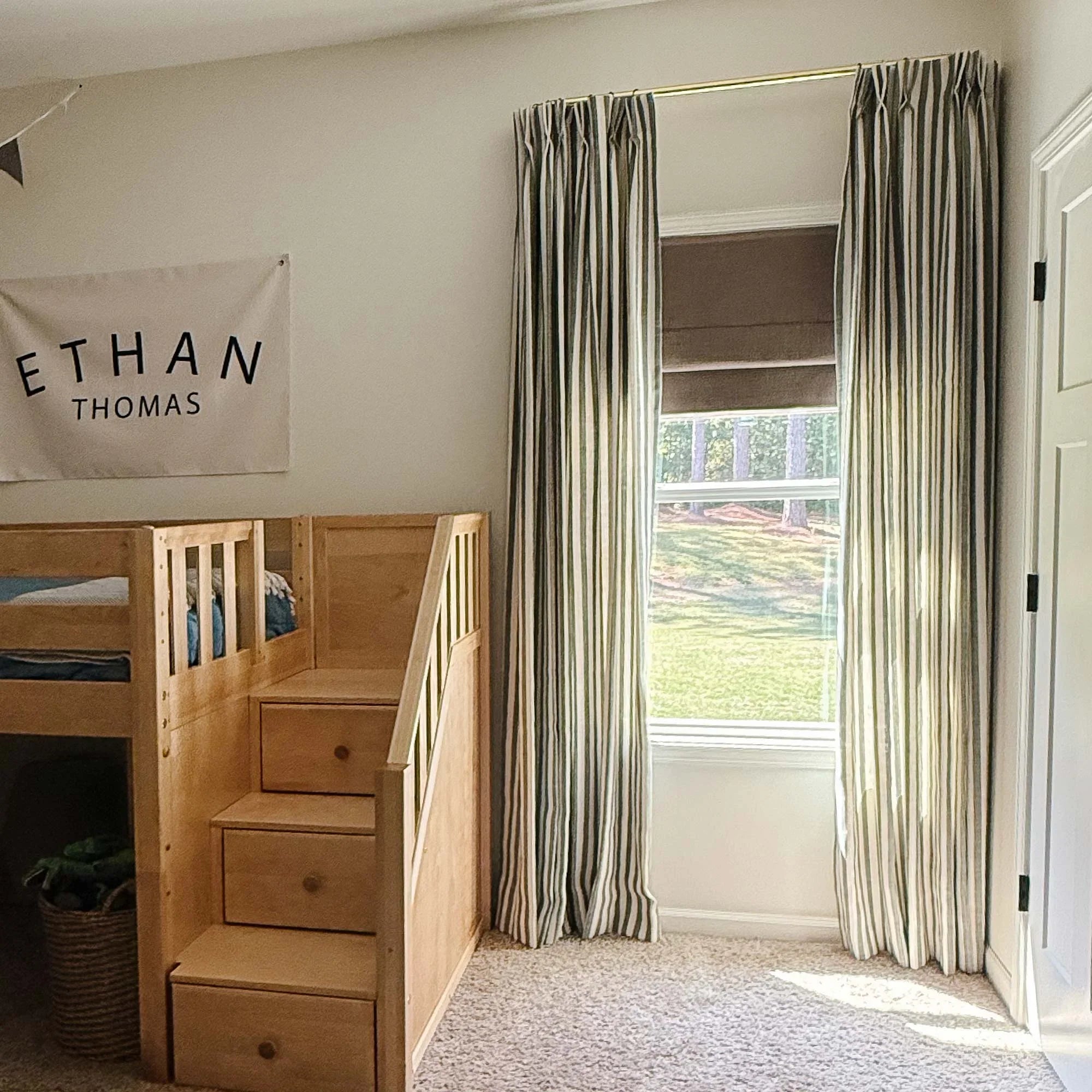 Elvonaeoly Stripe Linen Custom Curtains