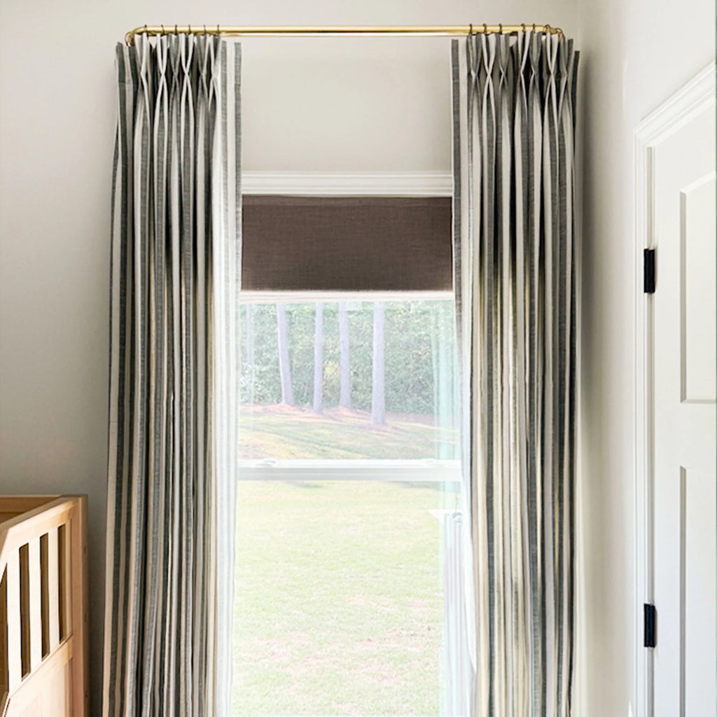 Elvonaeoly Stripe Linen Custom Curtains