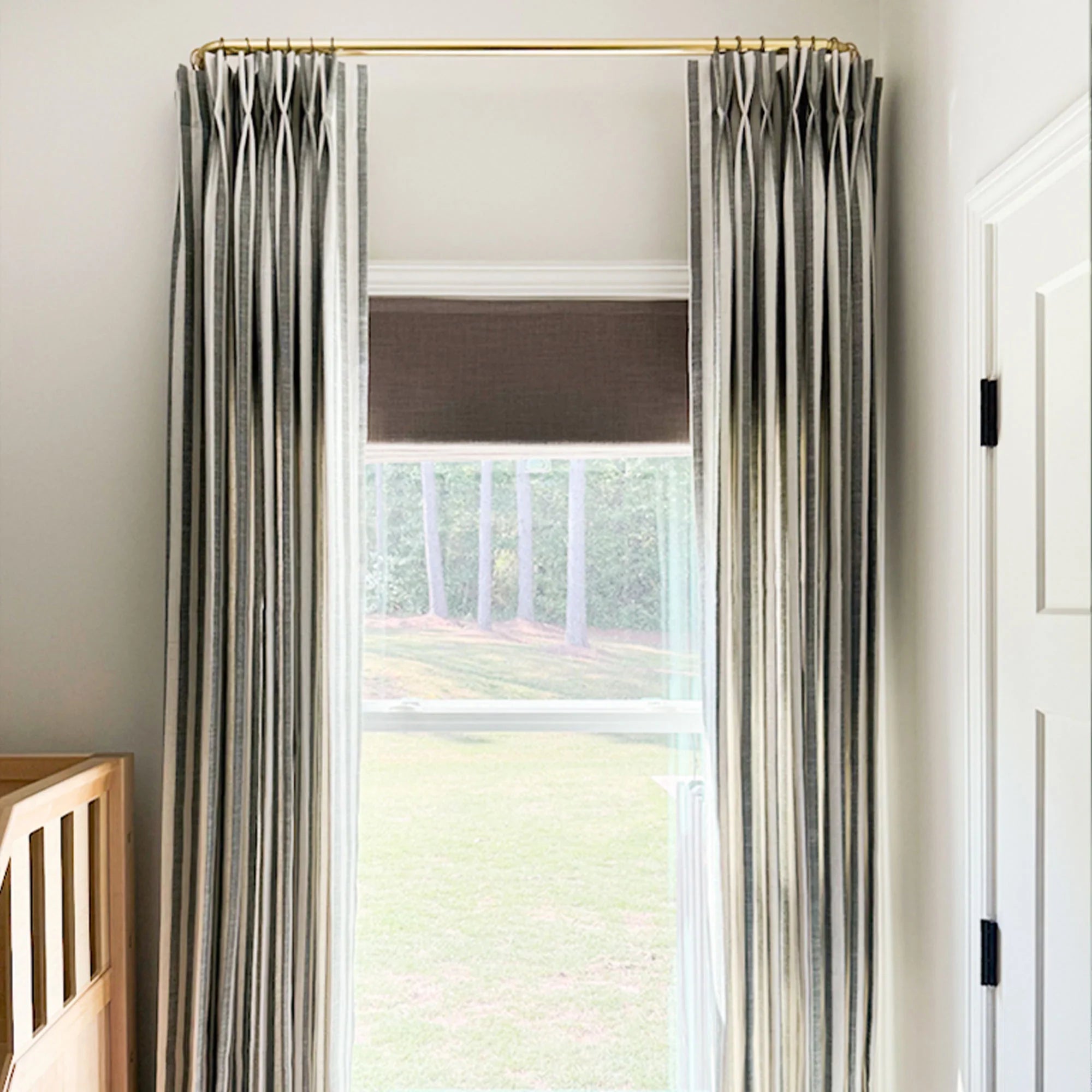 Elvonaeoly Stripe Linen Custom Curtains