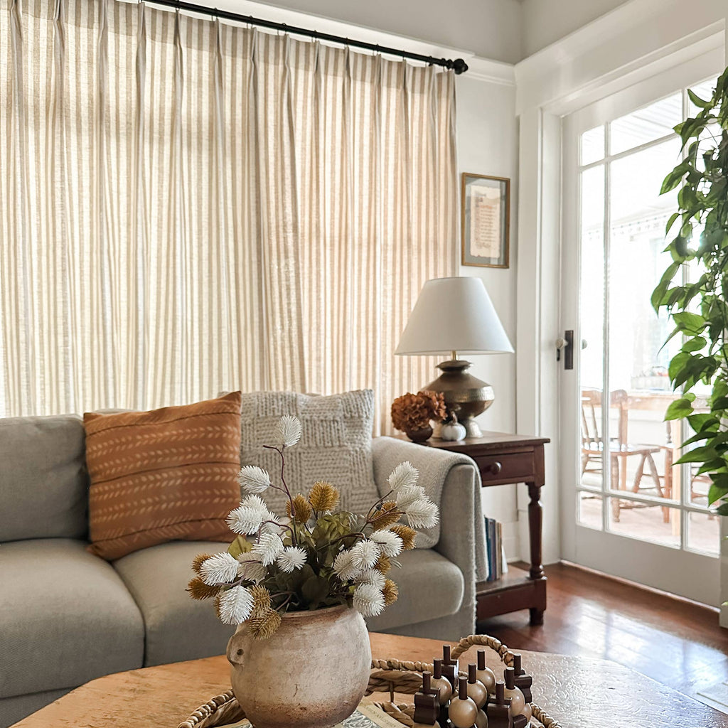 Elvonaeoly Stripe Linen Custom Curtains