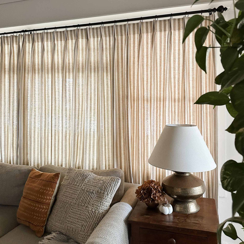 Elvonaeoly Stripe Linen Custom Curtains