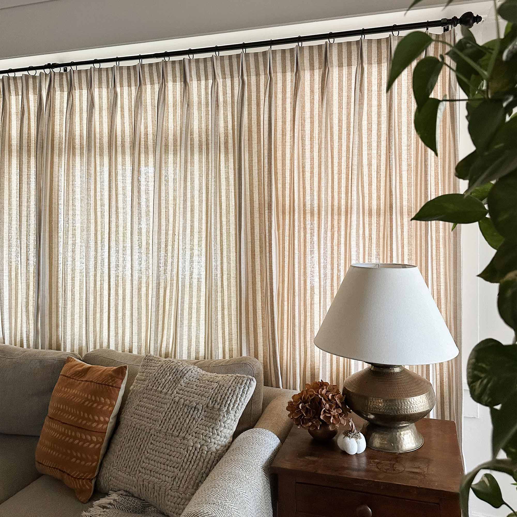 Elvonaeoly Stripe Linen Custom Curtains