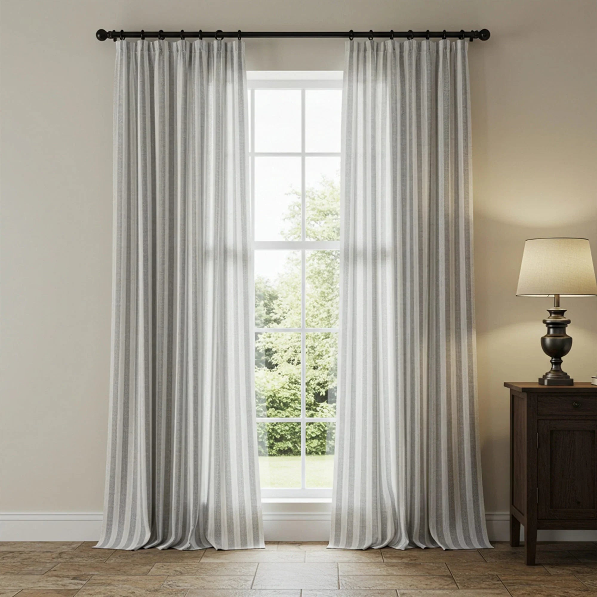 Elvonaeoly Stripe Linen Custom Curtains