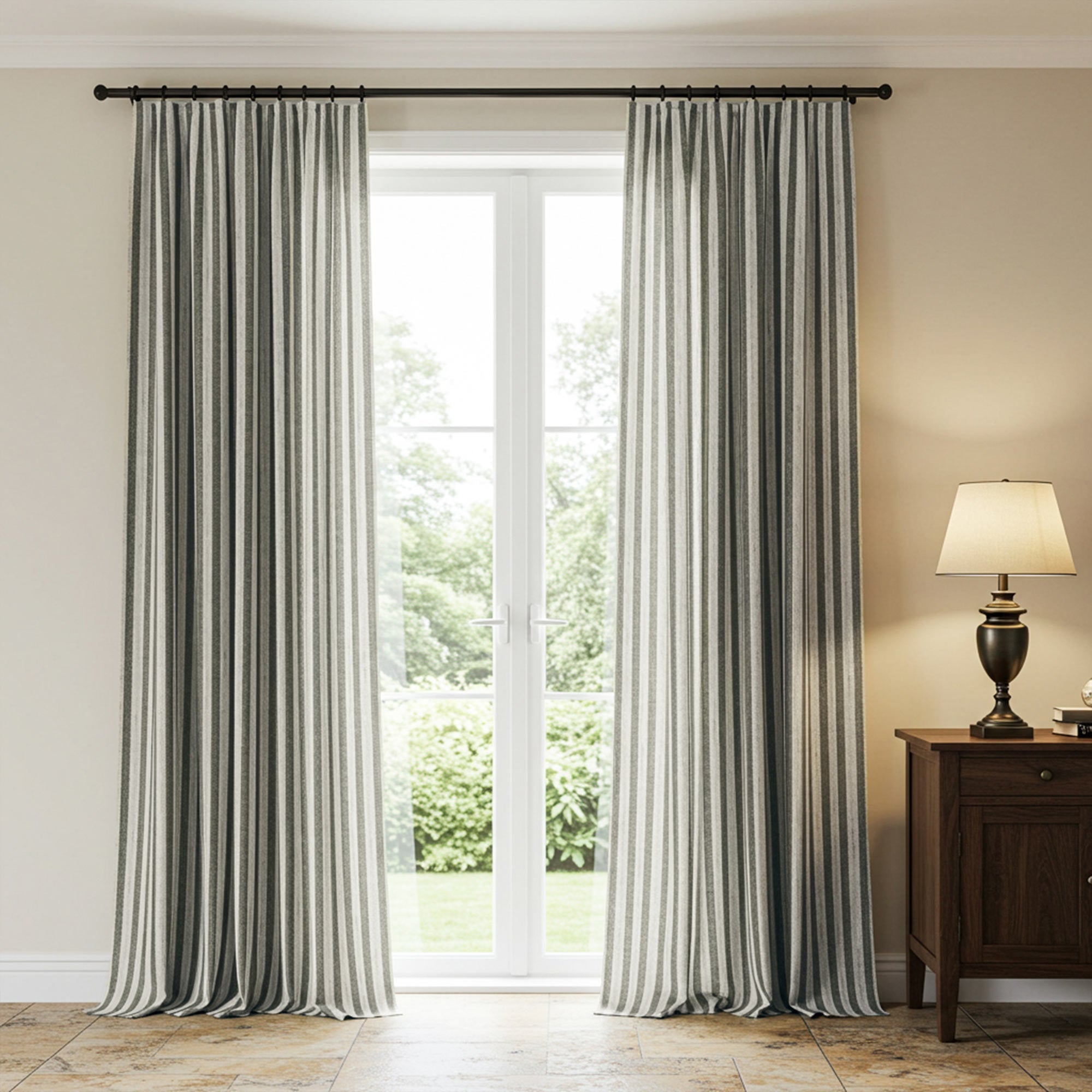Elvonaeoly Stripe Linen Custom Curtains