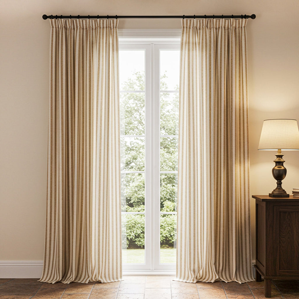 Elvonaeoly Stripe Linen Custom Curtains