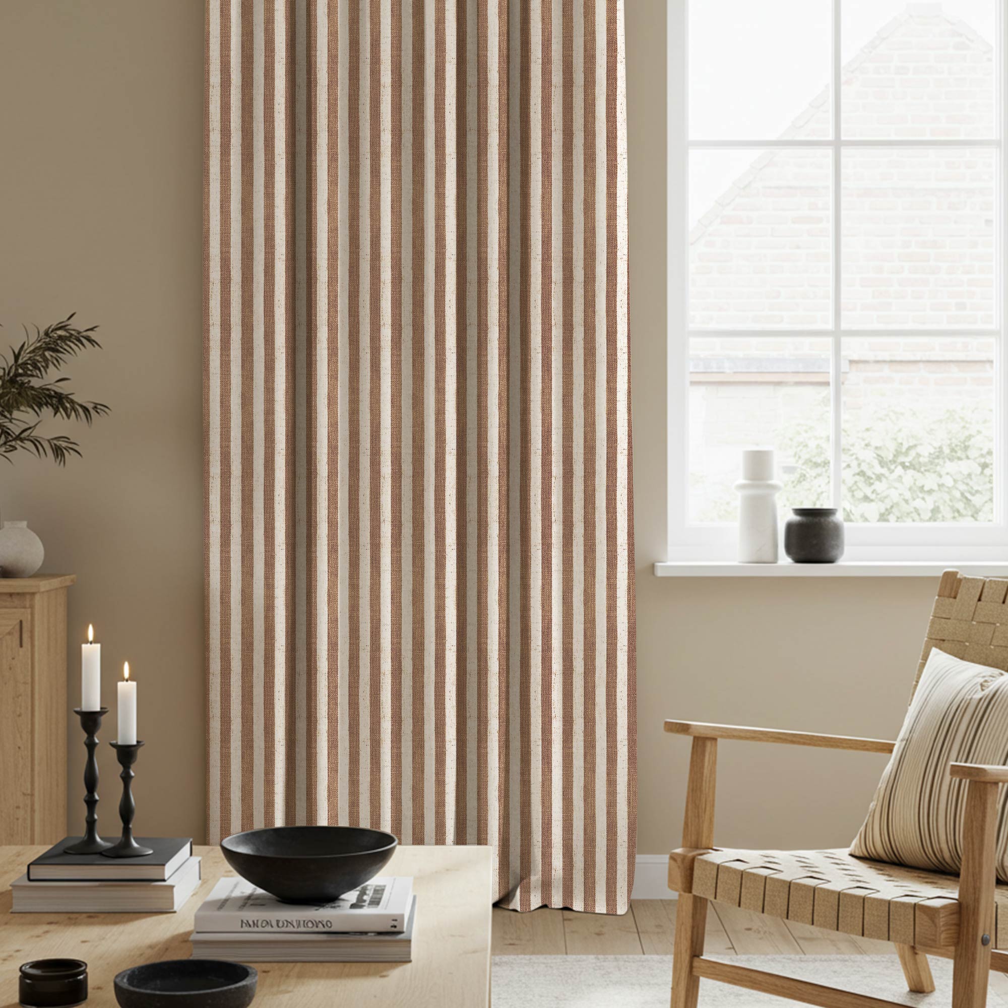 Elvonaeoly Stripe Linen Custom Curtains