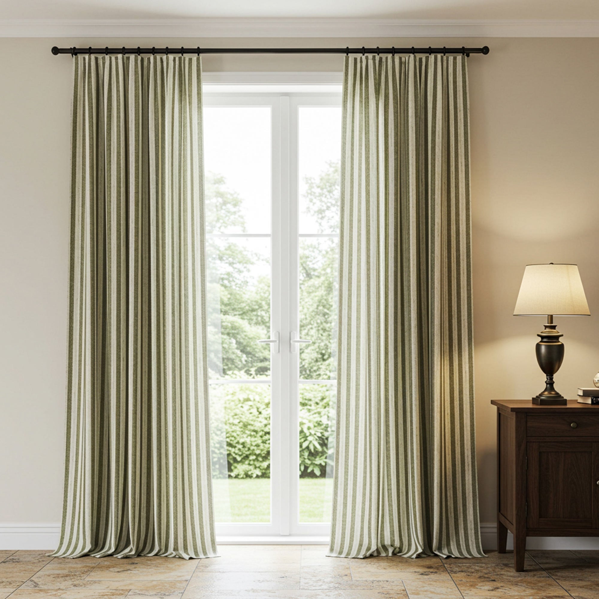 Elvonaeoly Stripe Linen Custom Curtains