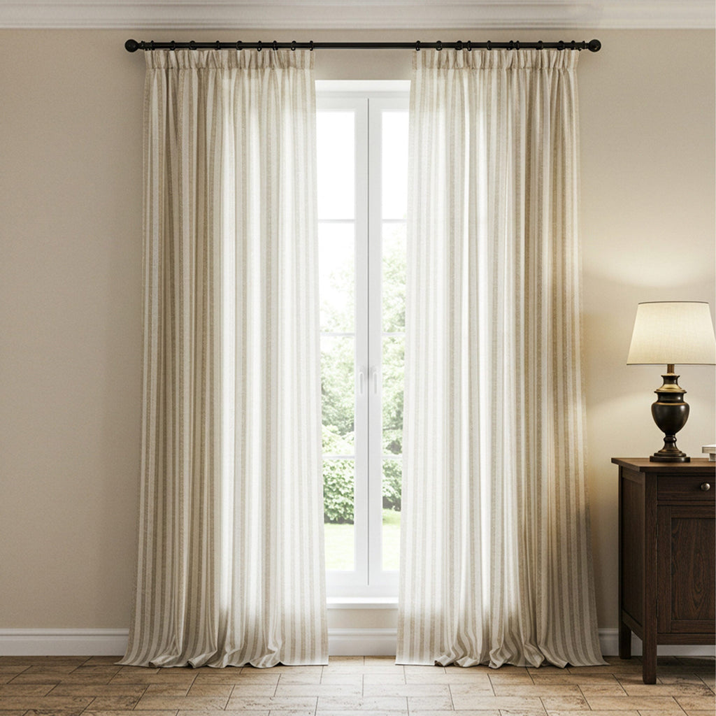 Elvonaeoly Stripe Linen Custom Curtains