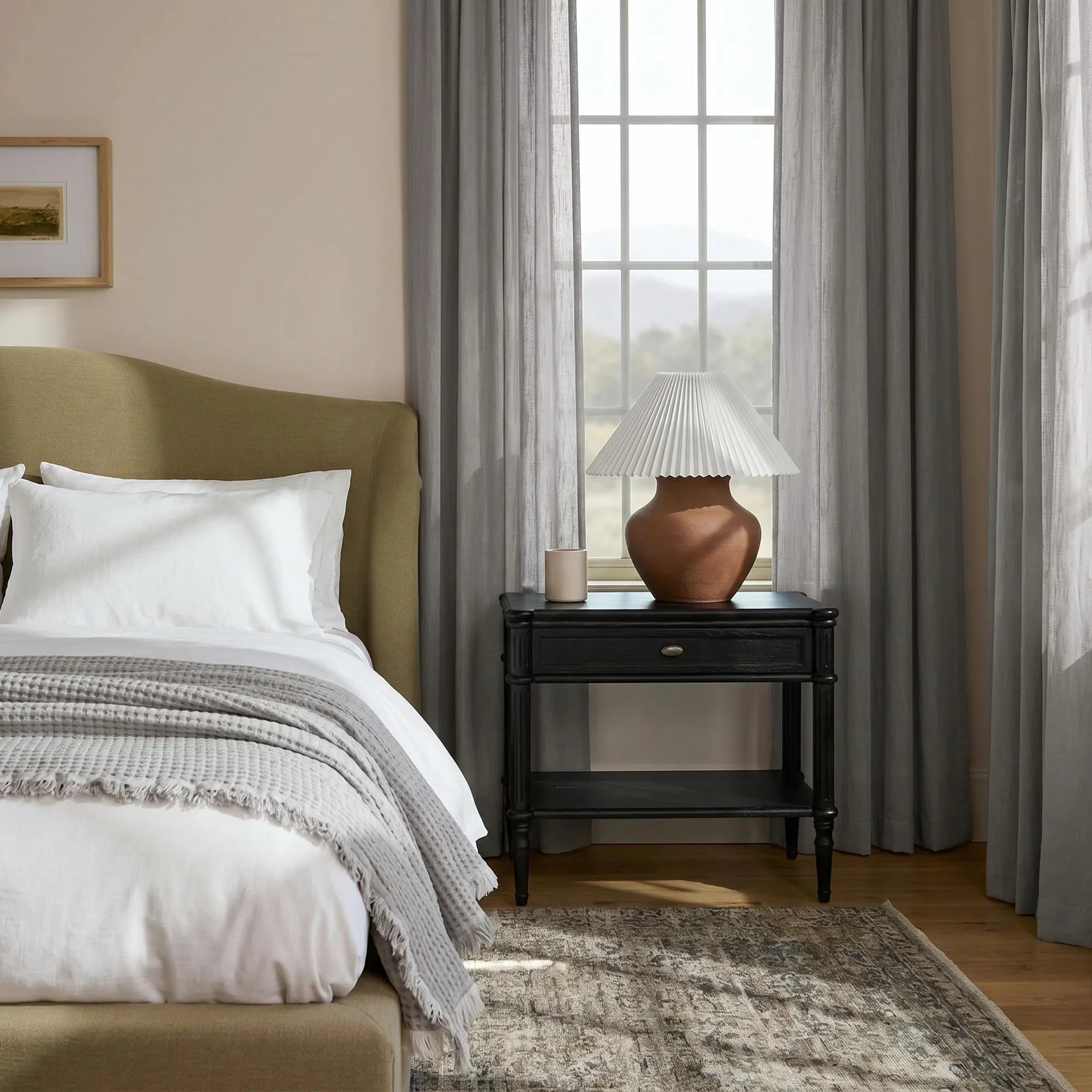 Elvonaeoly Solid Texture Cotton Curtains