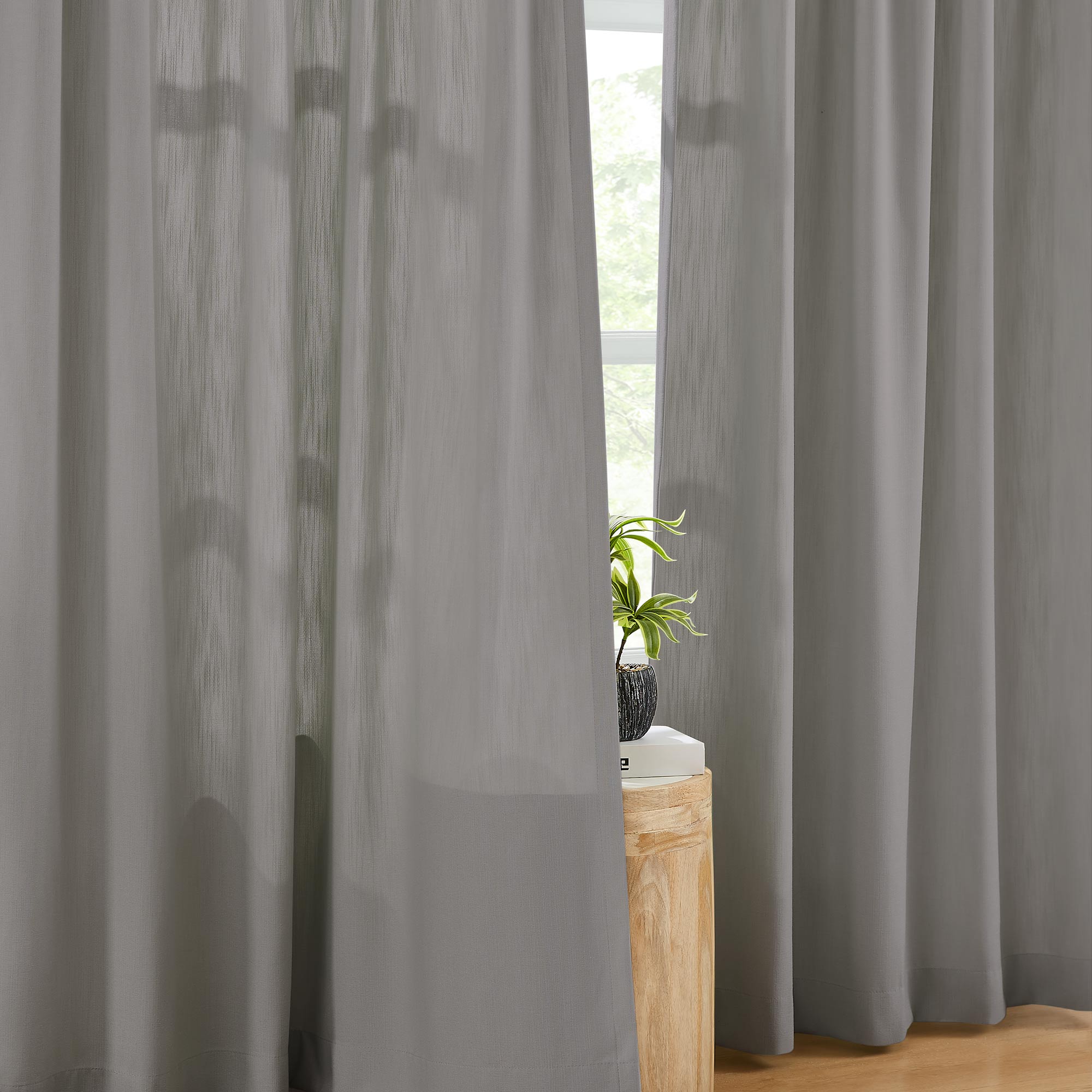 Elvonaeoly Solid Texture Cotton Curtains