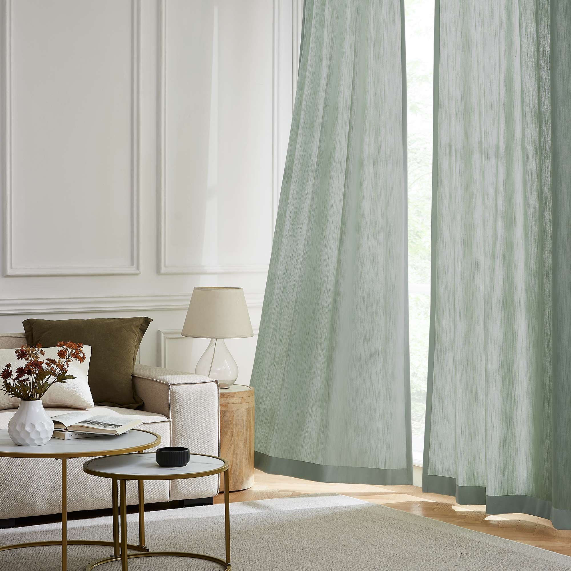 Elvonaeoly Solid Texture Cotton Curtains