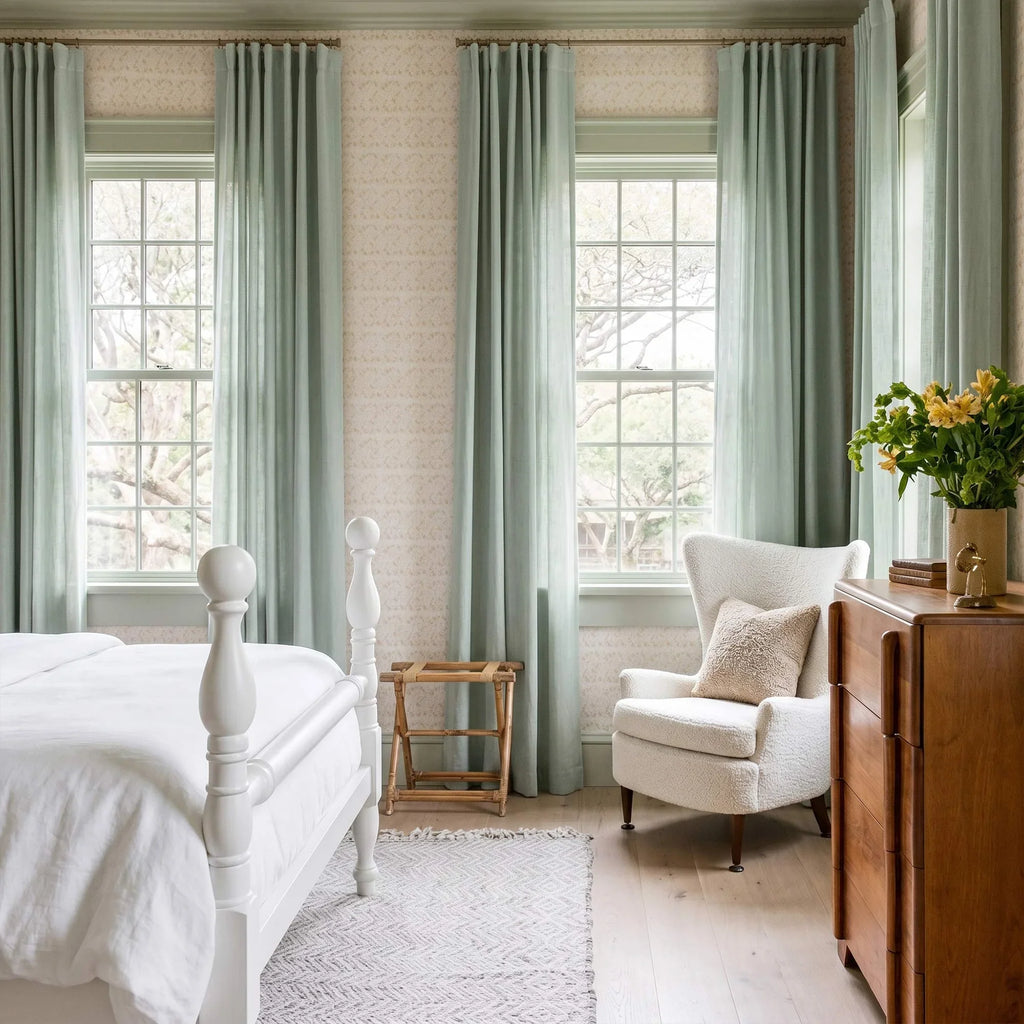 Elvonaeoly Solid Texture Cotton Curtains