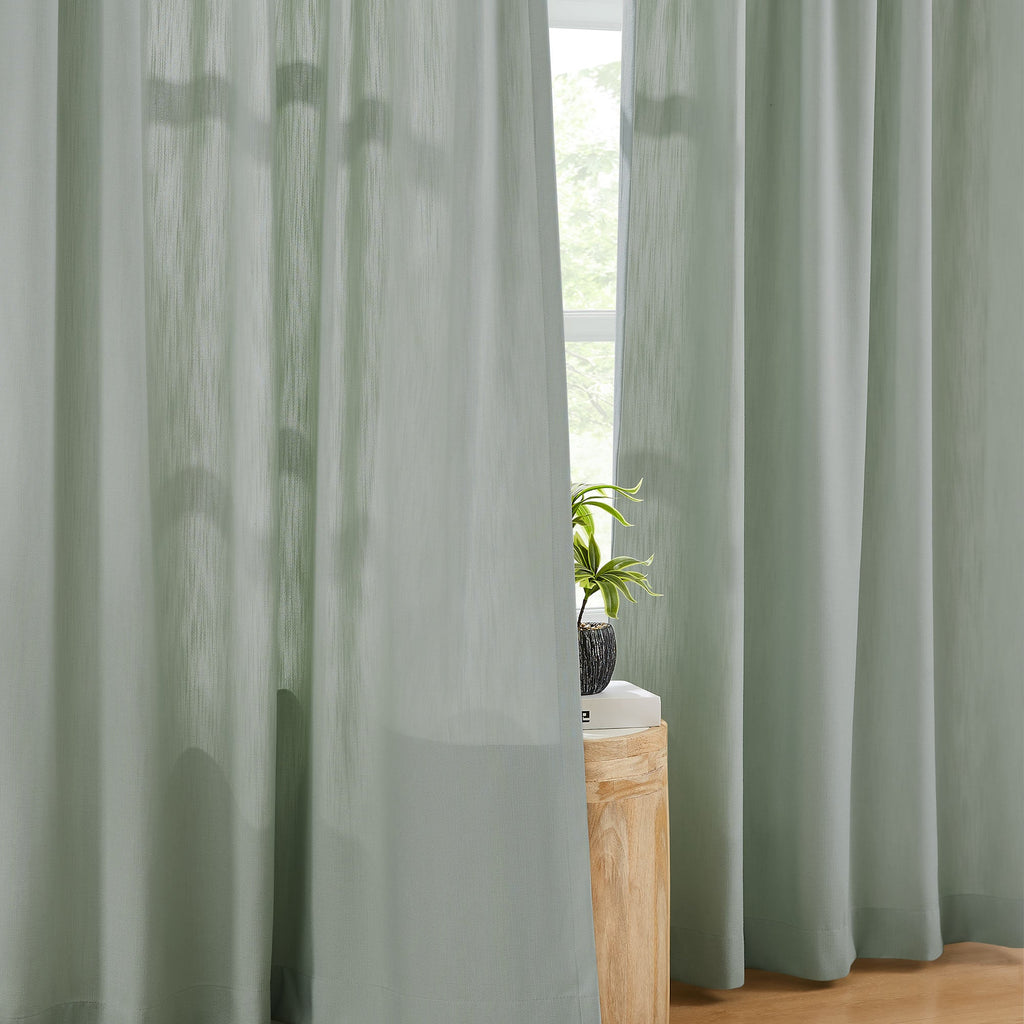 Elvonaeoly Solid Texture Cotton Curtains