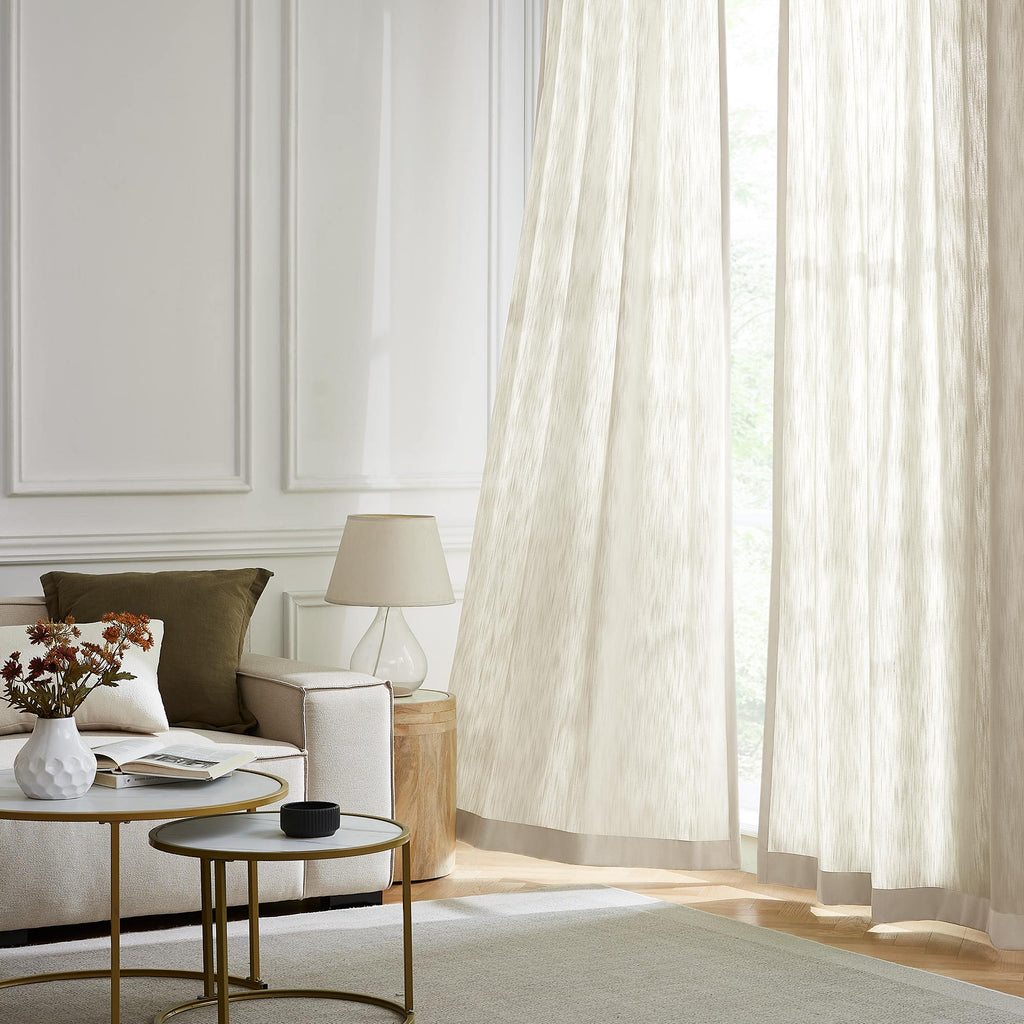 Elvonaeoly Solid Texture Cotton Curtains