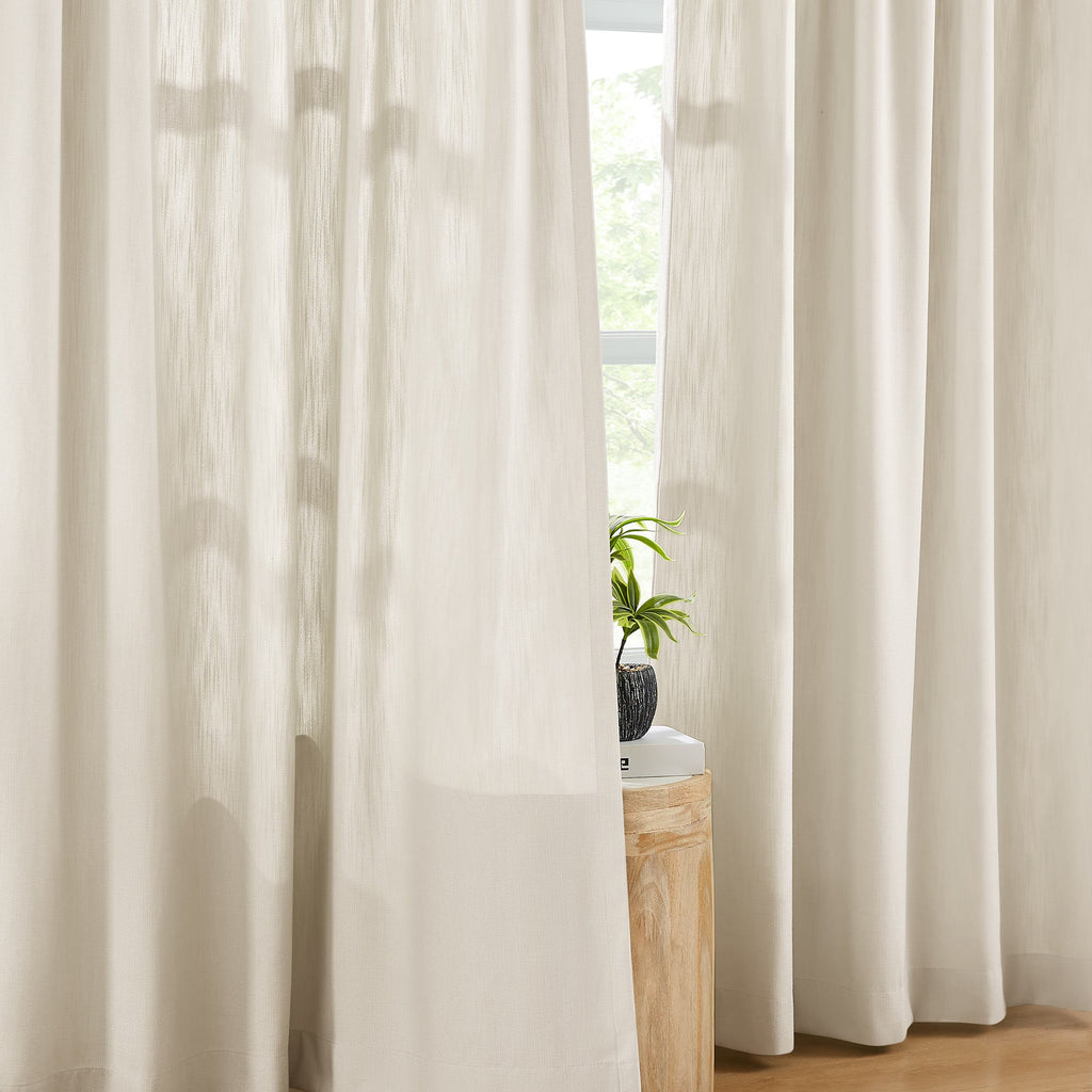 Elvonaeoly Solid Texture Cotton Curtains
