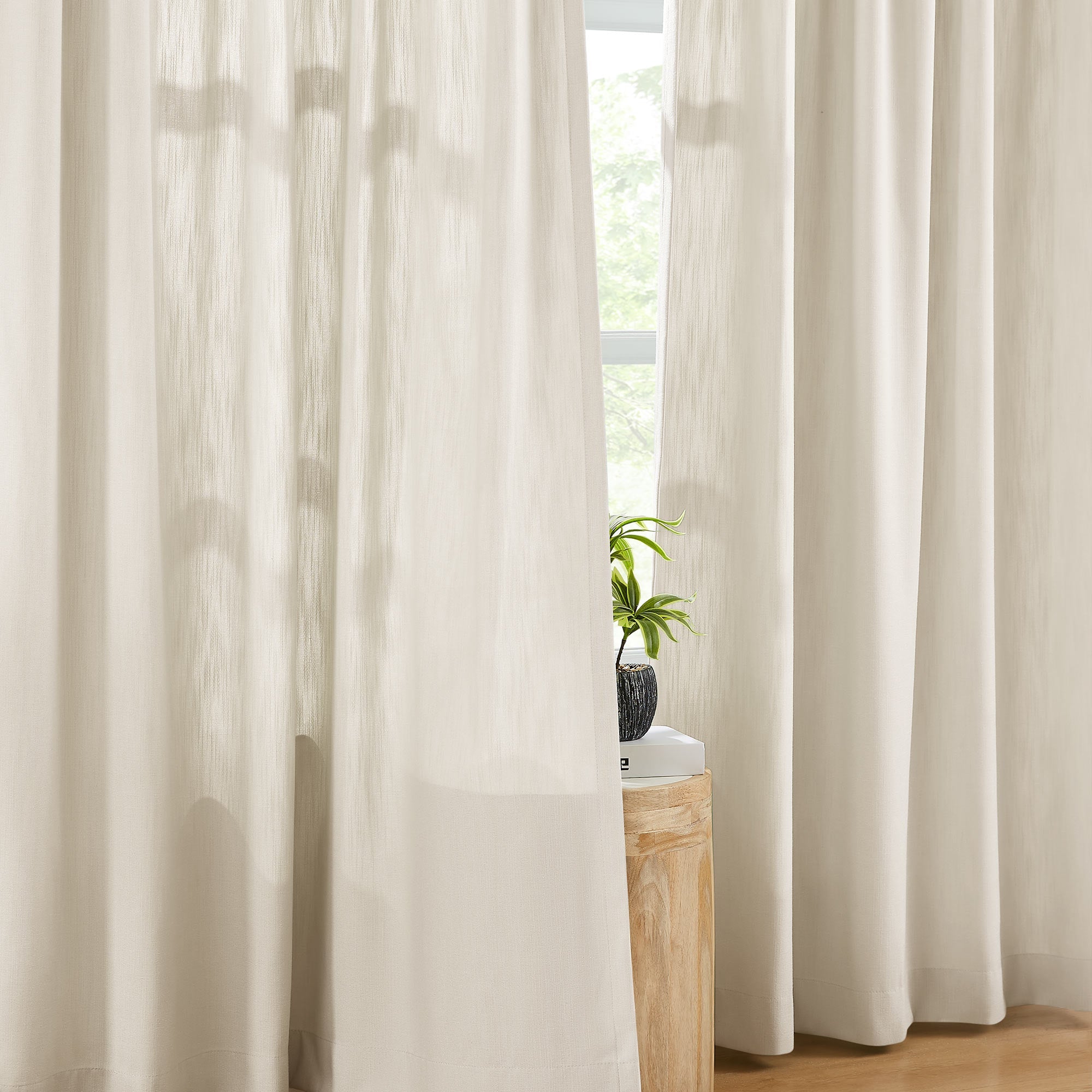 Elvonaeoly Solid Texture Cotton Curtains