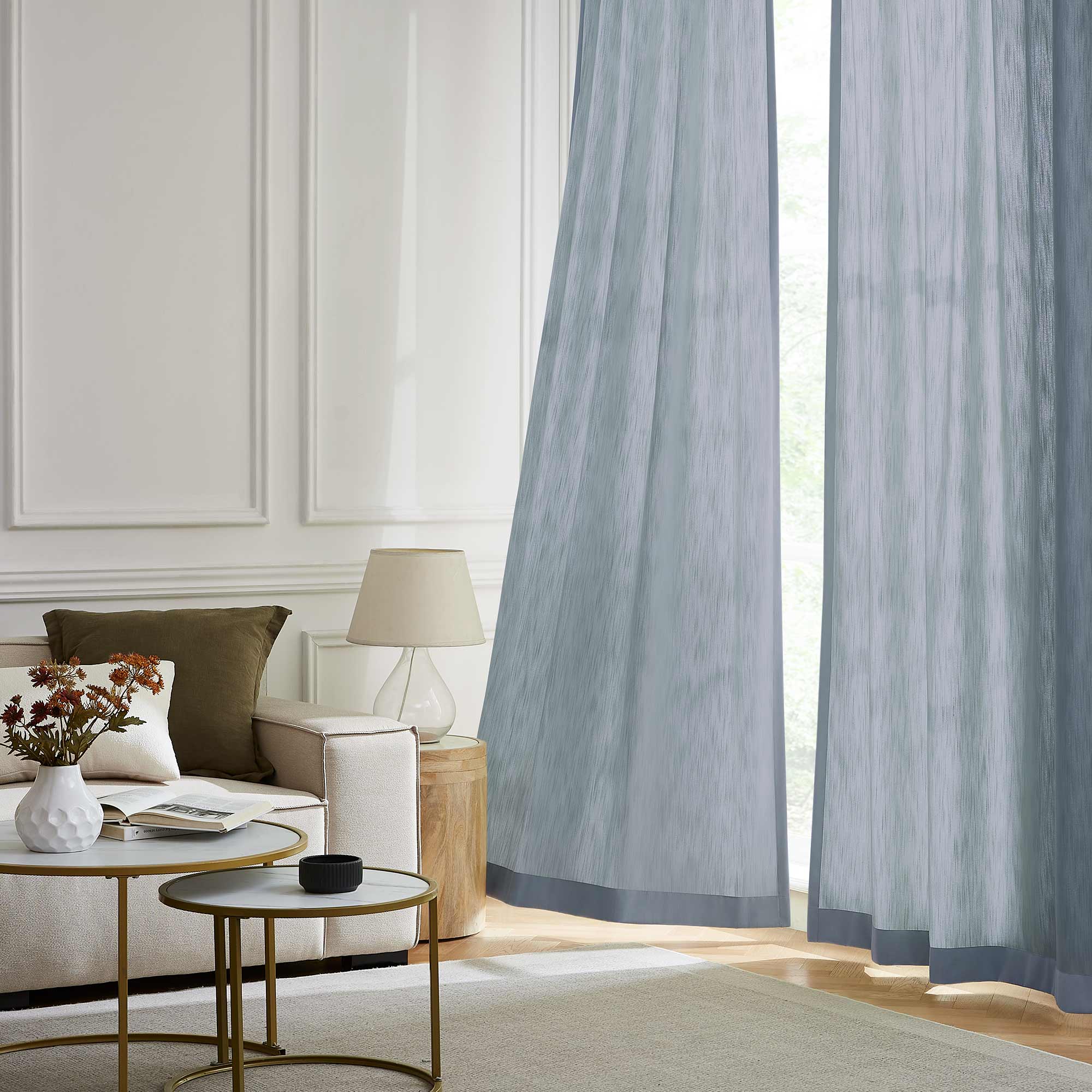Elvonaeoly Solid Texture Cotton Curtains