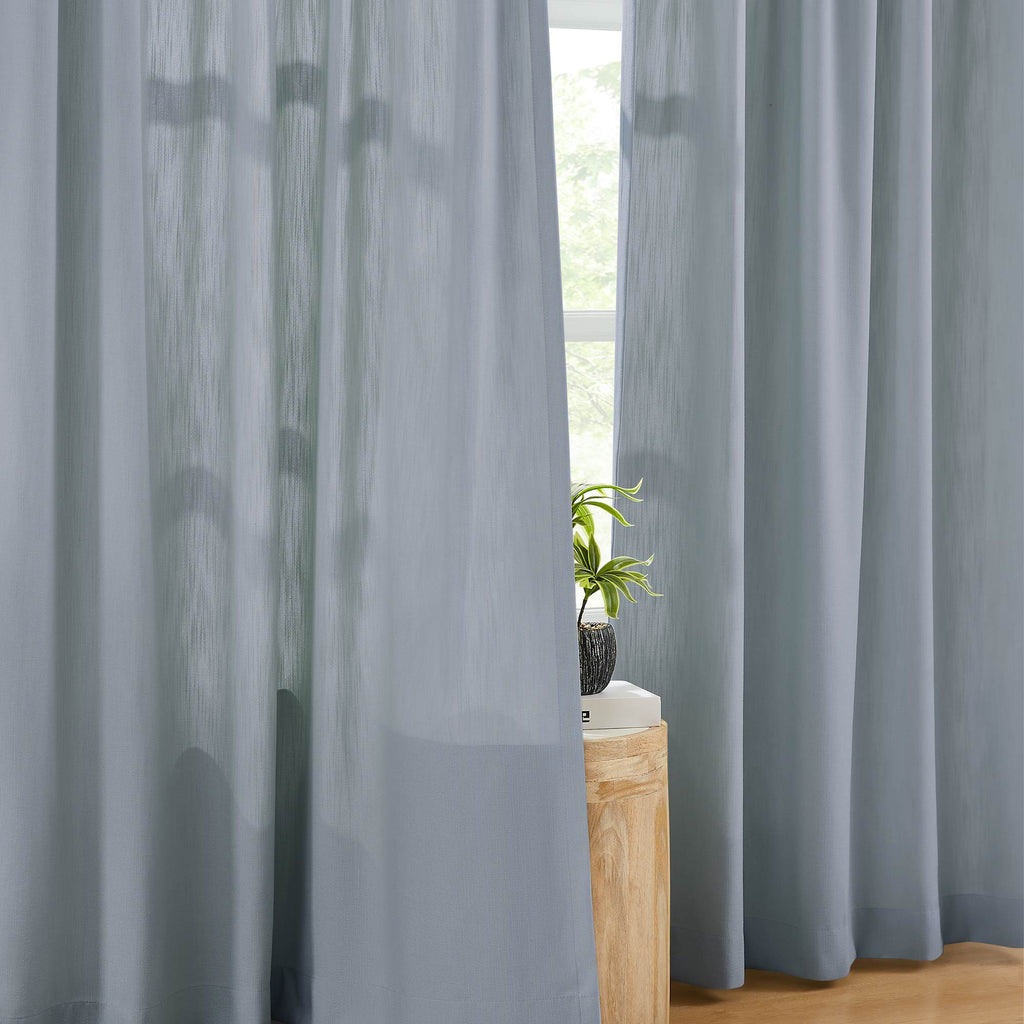 Elvonaeoly Solid Texture Cotton Curtains