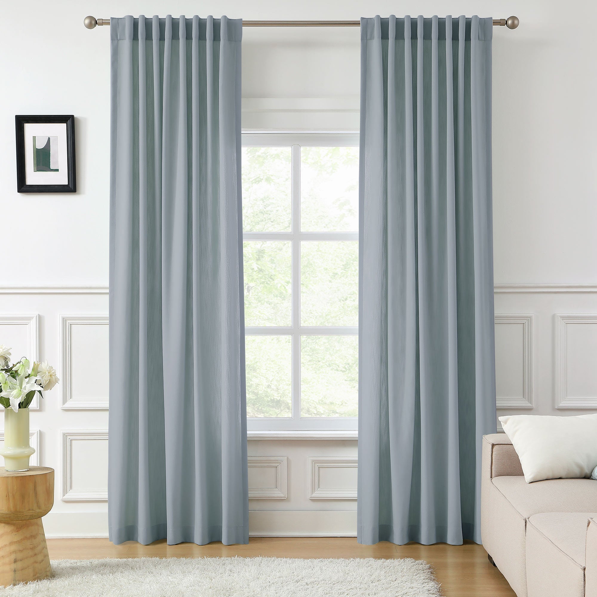 Elvonaeoly Solid Texture Cotton Curtains