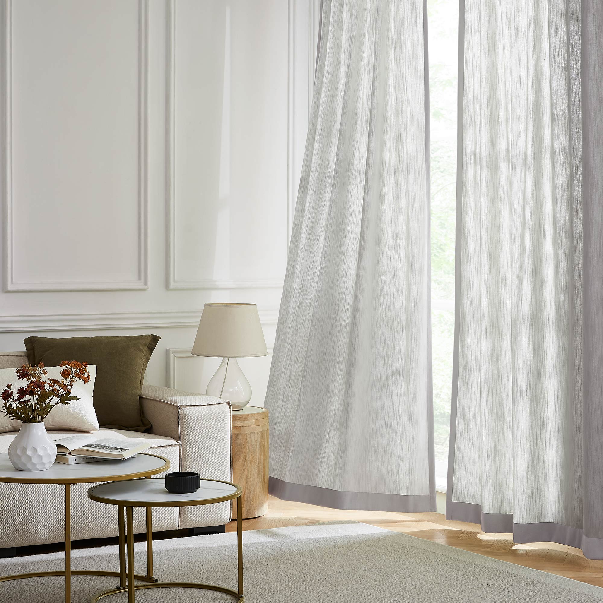 Elvonaeoly Solid Texture Cotton Curtains