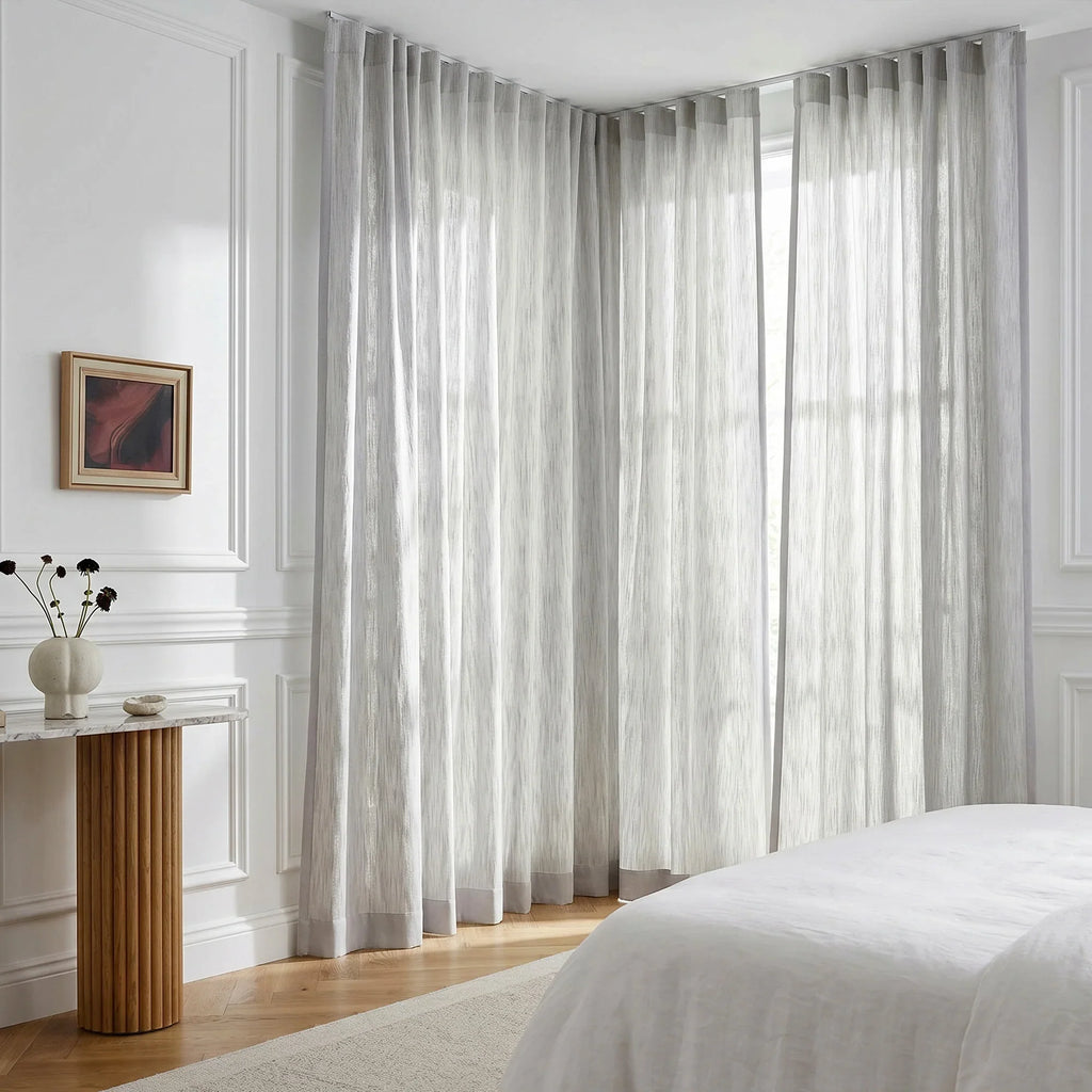 Elvonaeoly Solid Texture Cotton Curtains