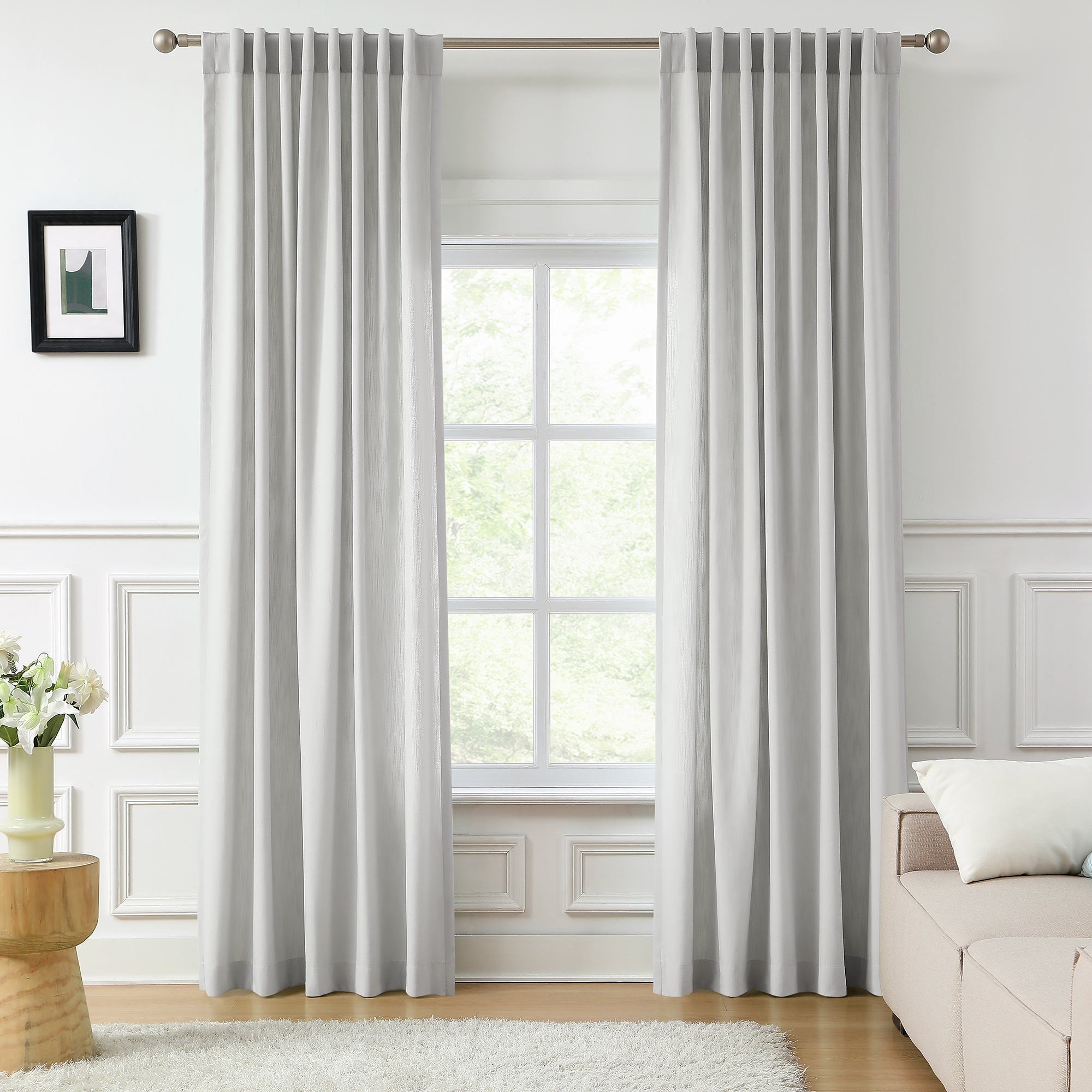 Elvonaeoly Solid Texture Cotton Curtains