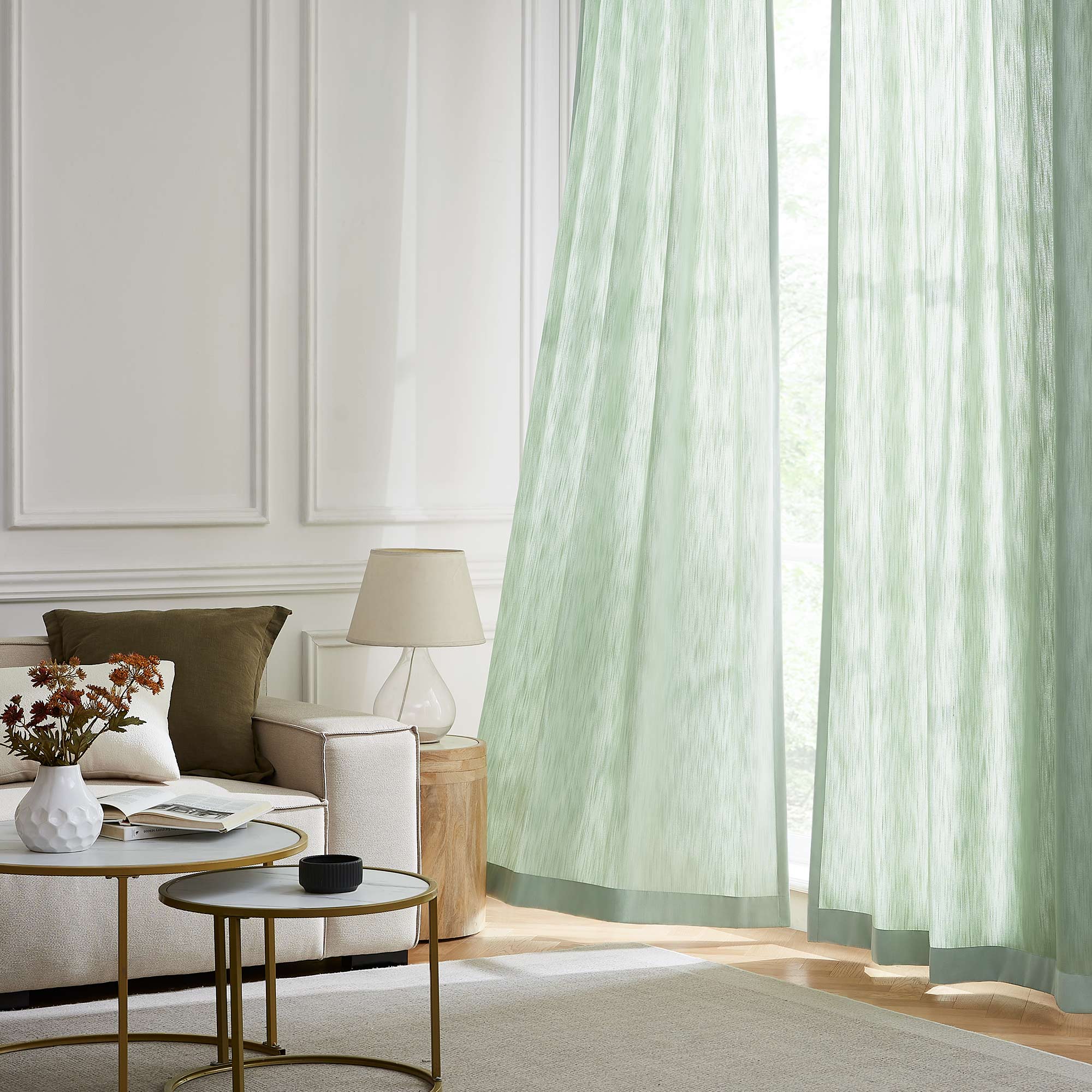 Elvonaeoly Solid Texture Cotton Curtains