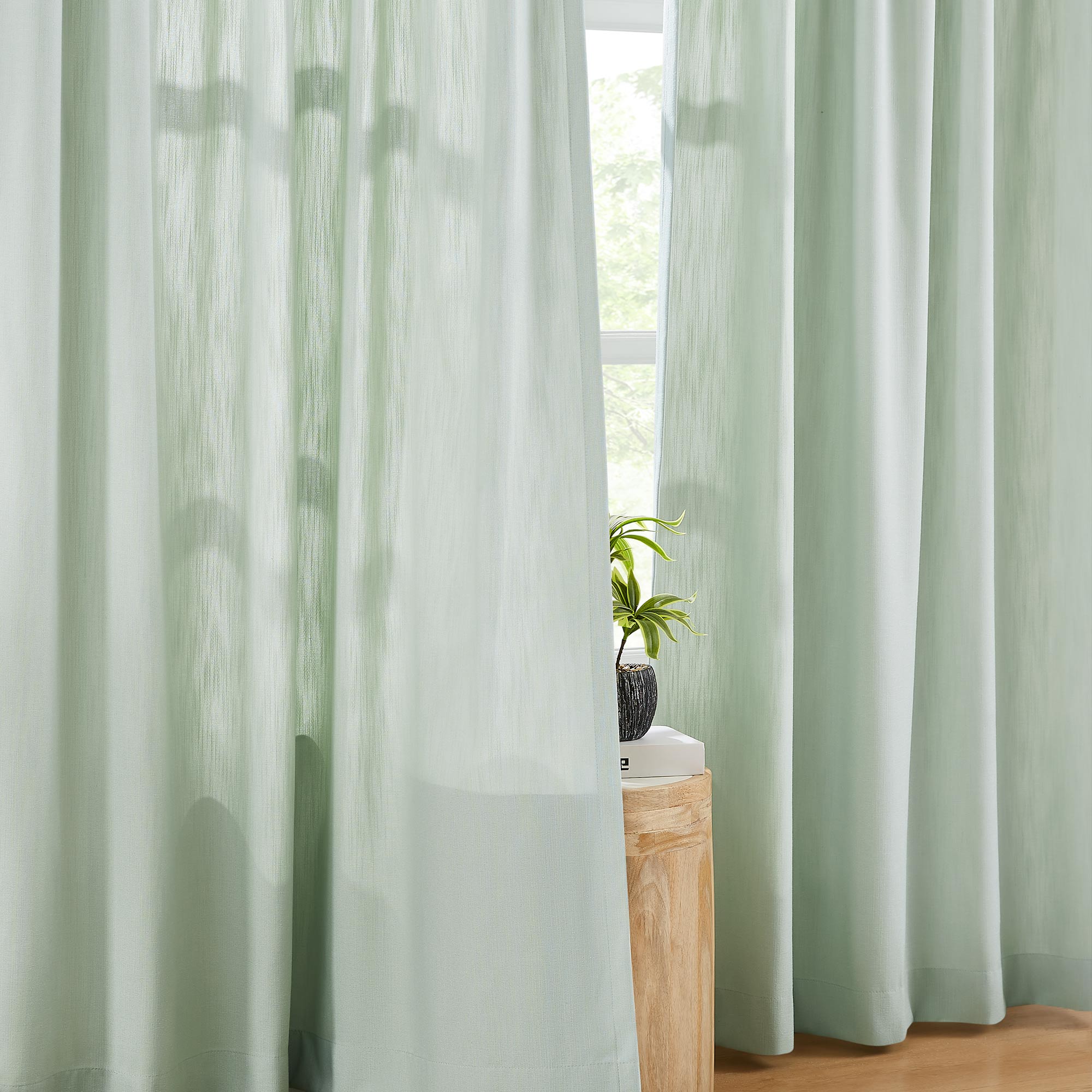 Elvonaeoly Solid Texture Cotton Curtains