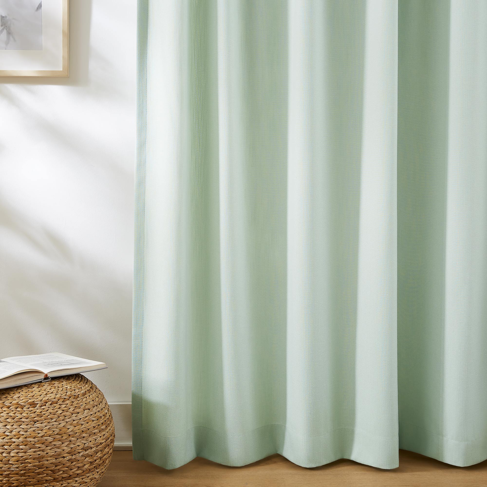 Elvonaeoly Solid Texture Cotton Curtains