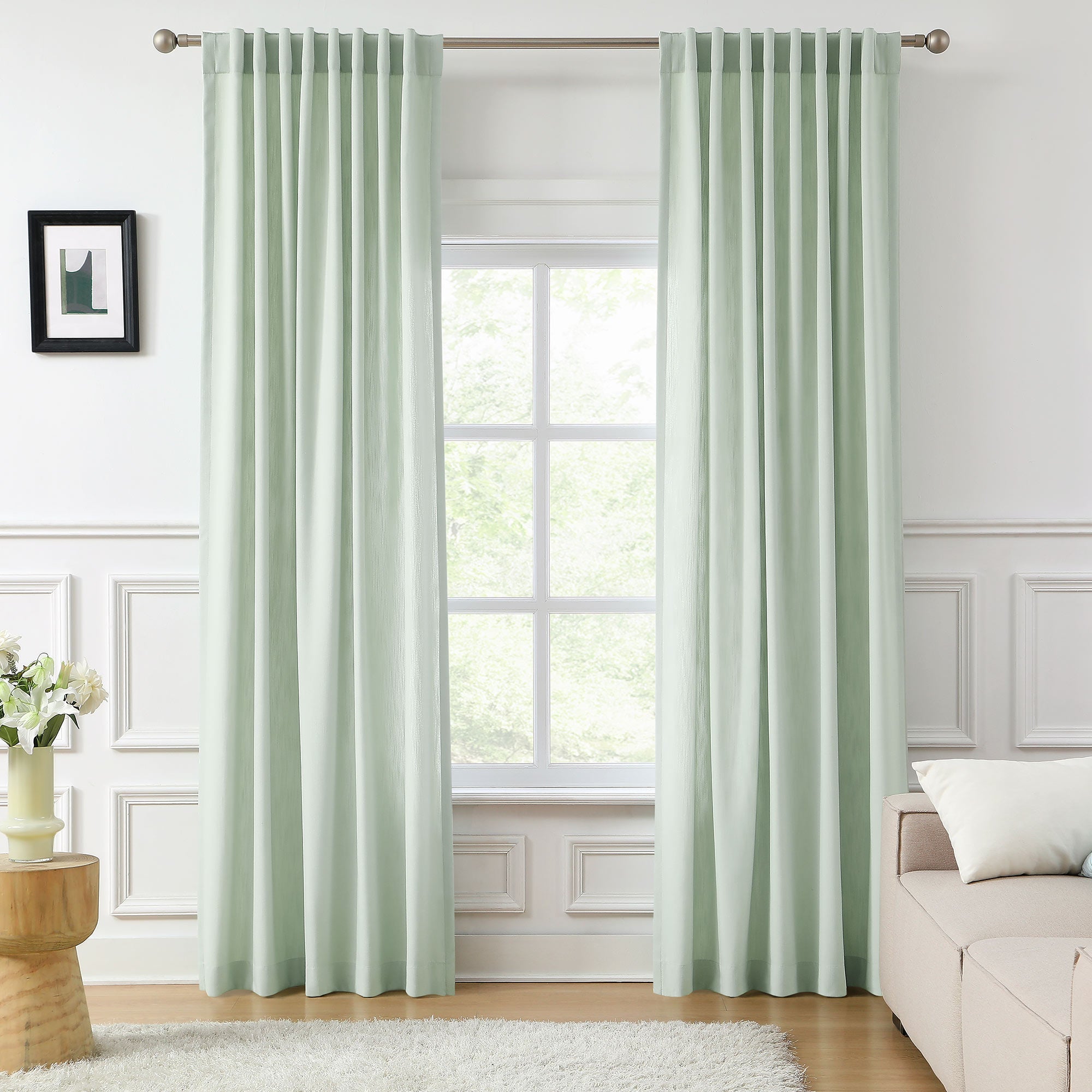 Elvonaeoly Solid Texture Cotton Curtains