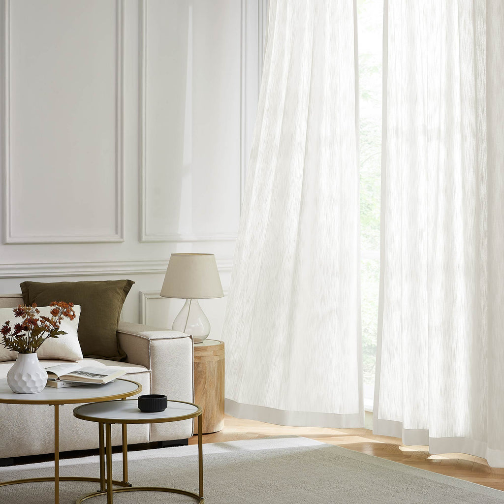 Elvonaeoly Solid Texture Cotton Curtains
