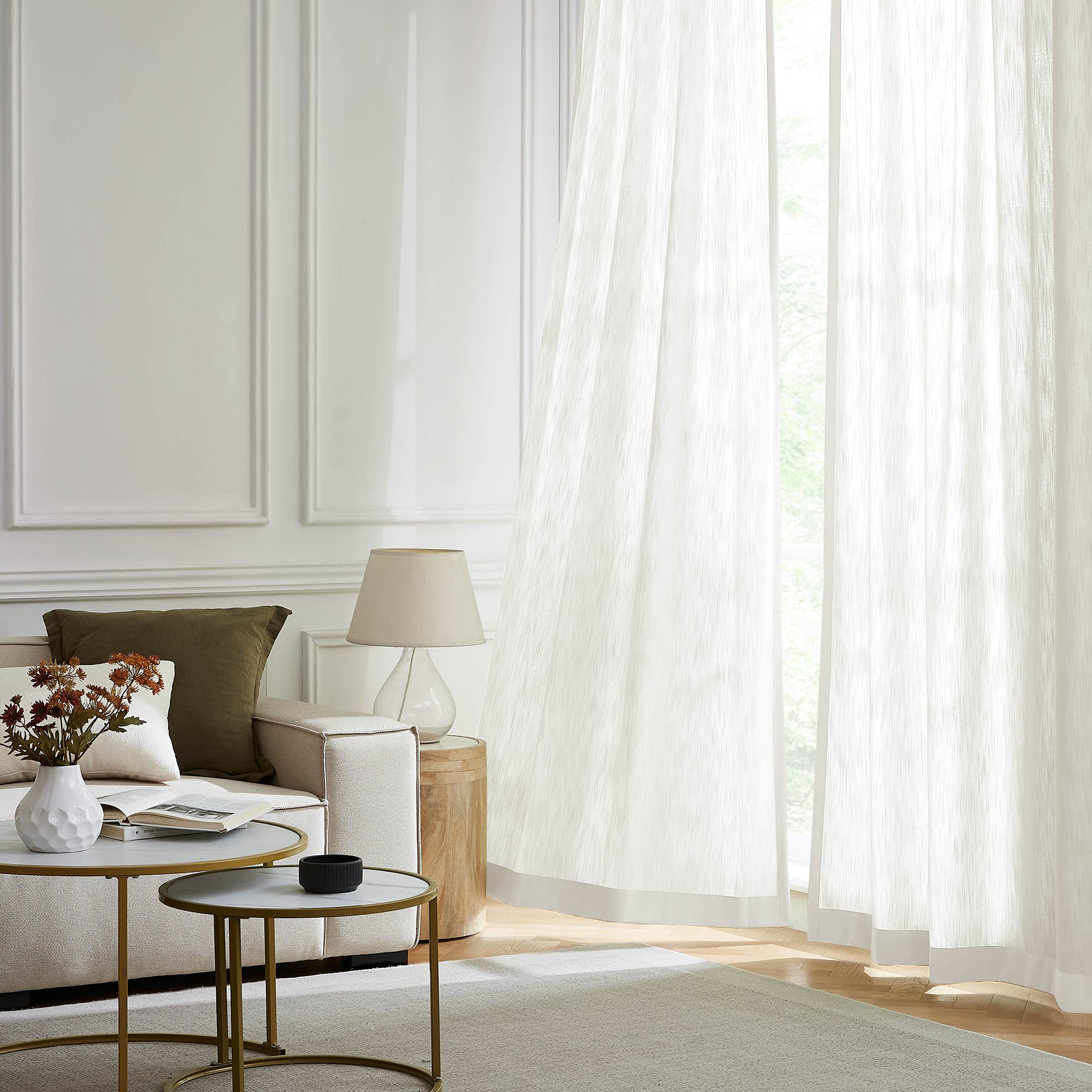 Elvonaeoly Solid Texture Cotton Curtains