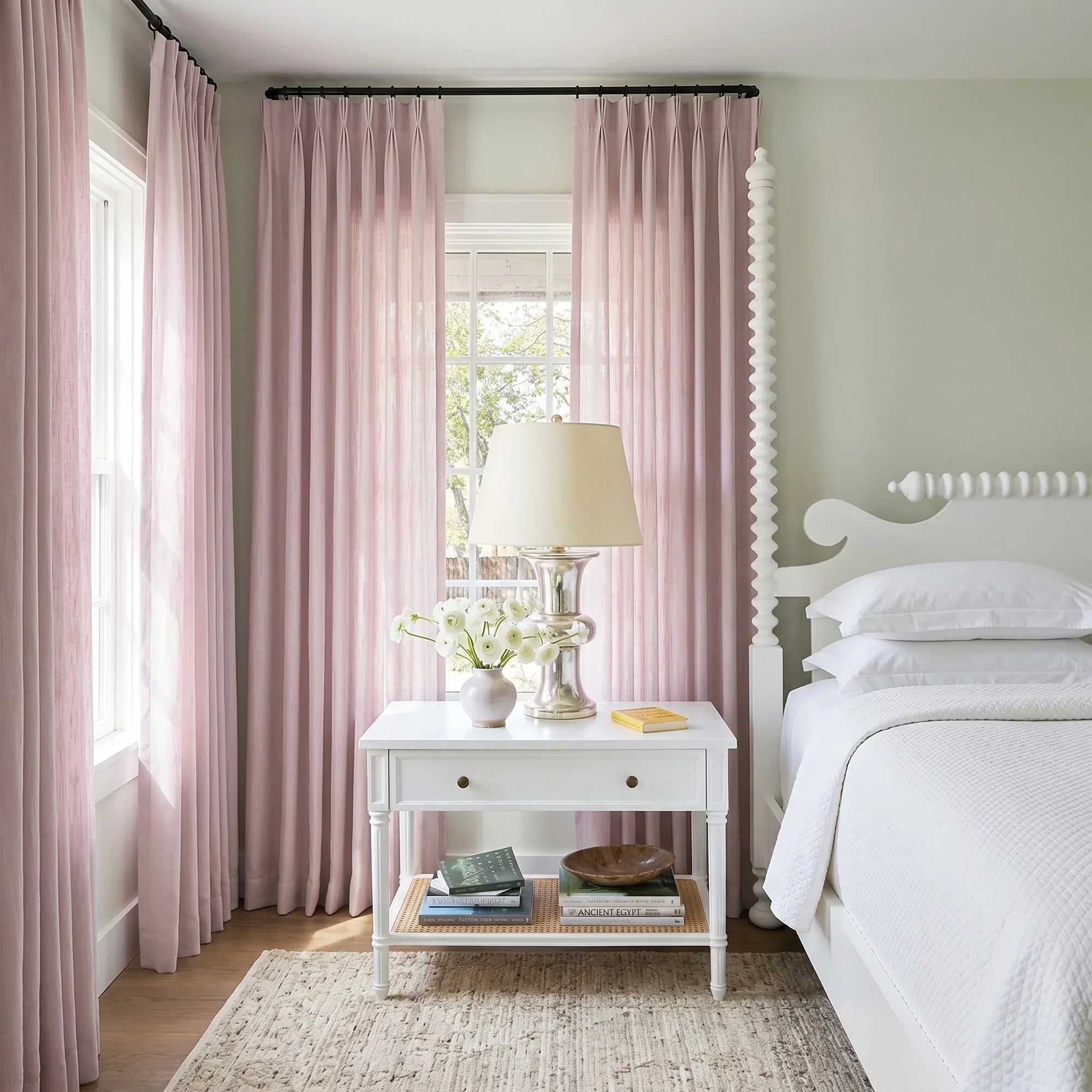 Elvonaeoly Solid Texture Cotton Curtains