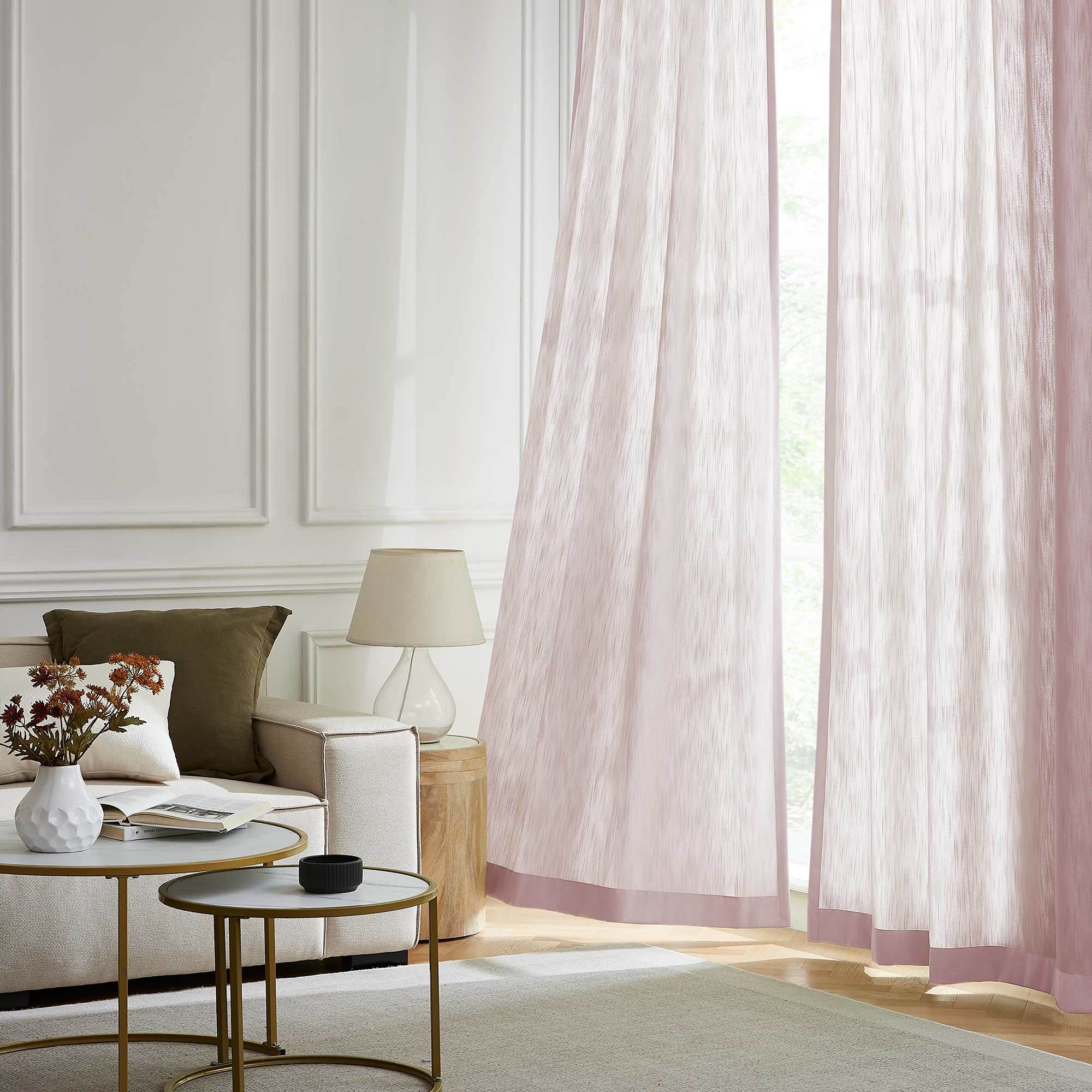 Elvonaeoly Solid Texture Cotton Curtains
