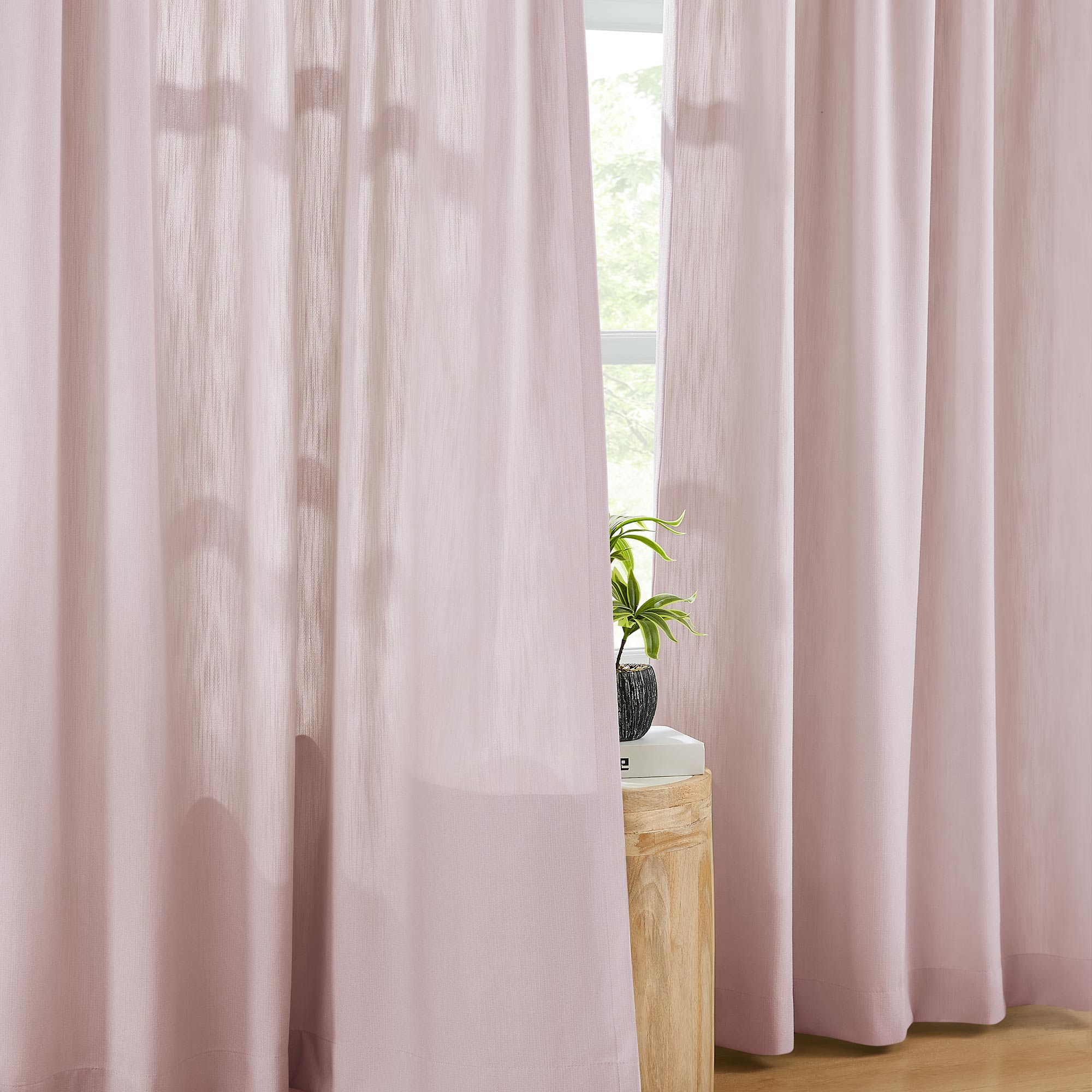 Elvonaeoly Solid Texture Cotton Curtains