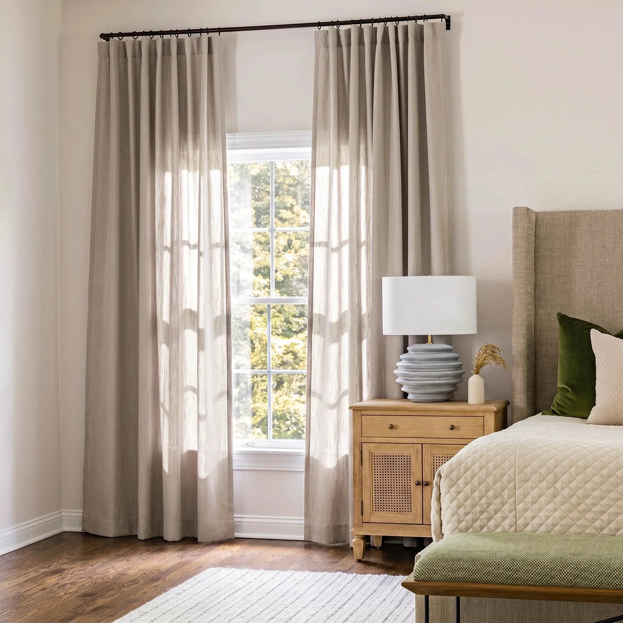 Elvonaeoly Solid Texture Cotton Curtains