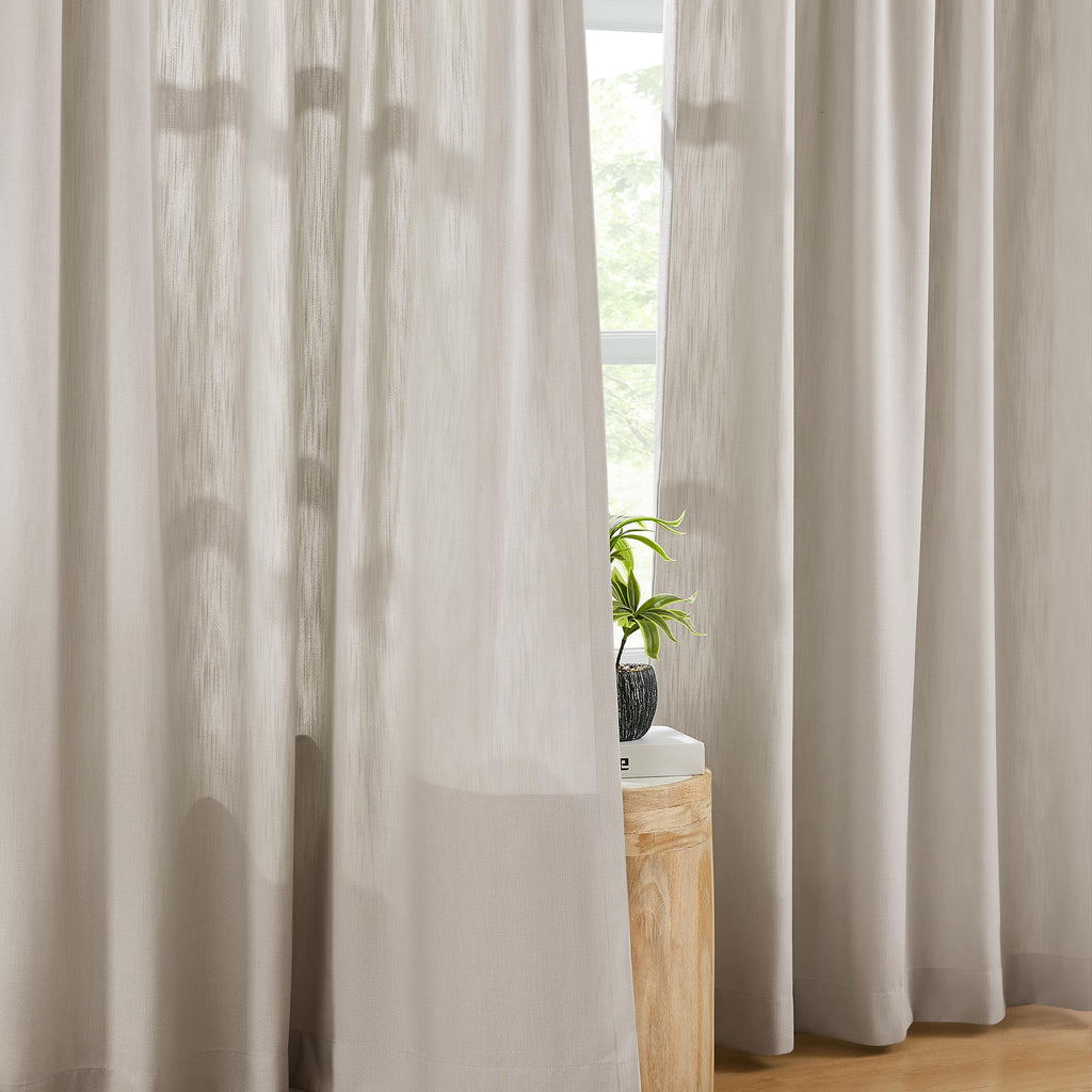 Elvonaeoly Solid Texture Cotton Curtains