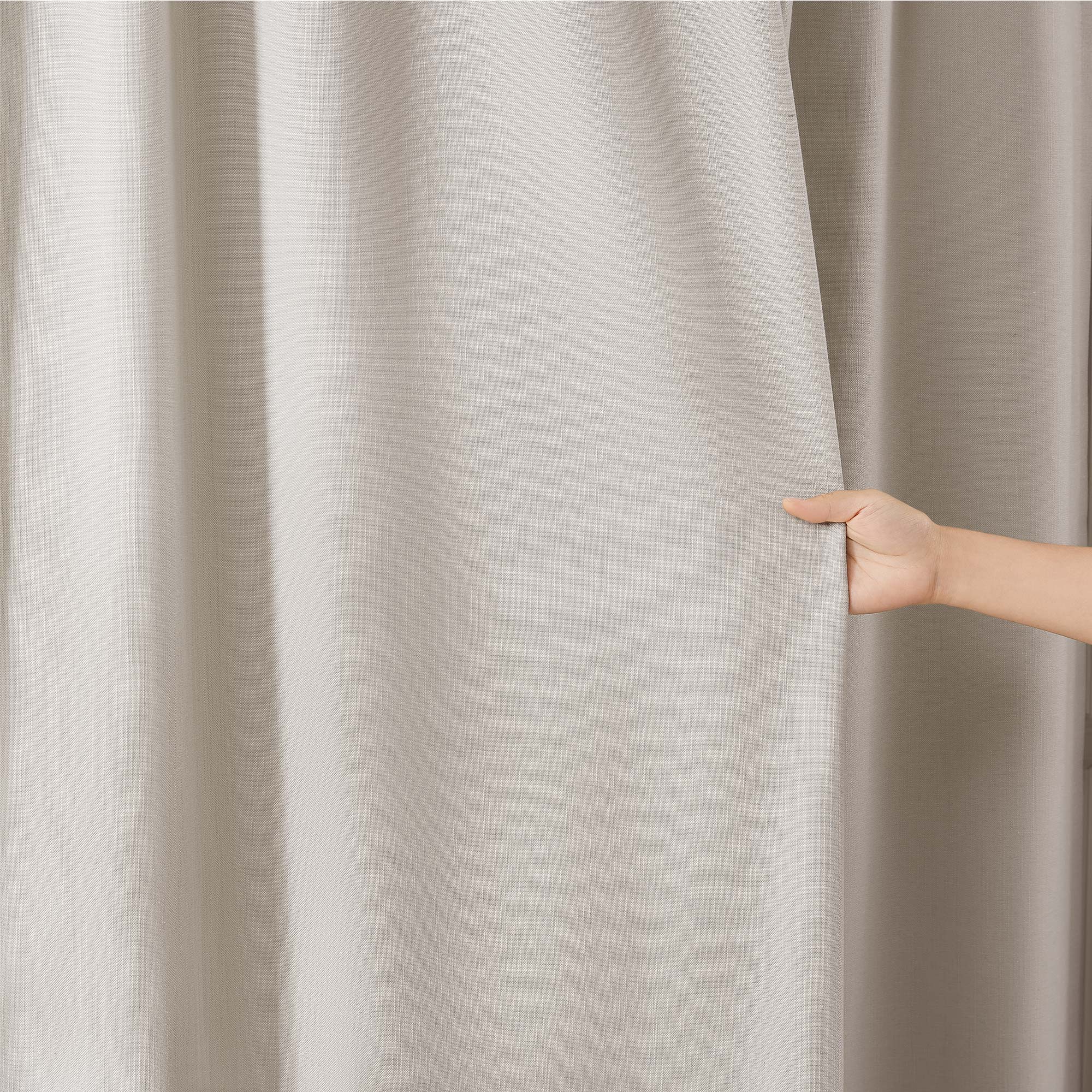 Elvonaeoly Solid Texture Cotton Curtains