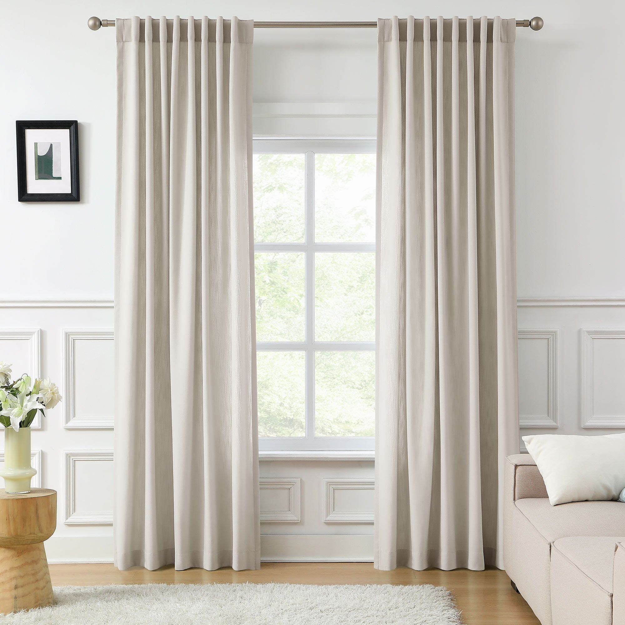 Elvonaeoly Solid Texture Cotton Curtains