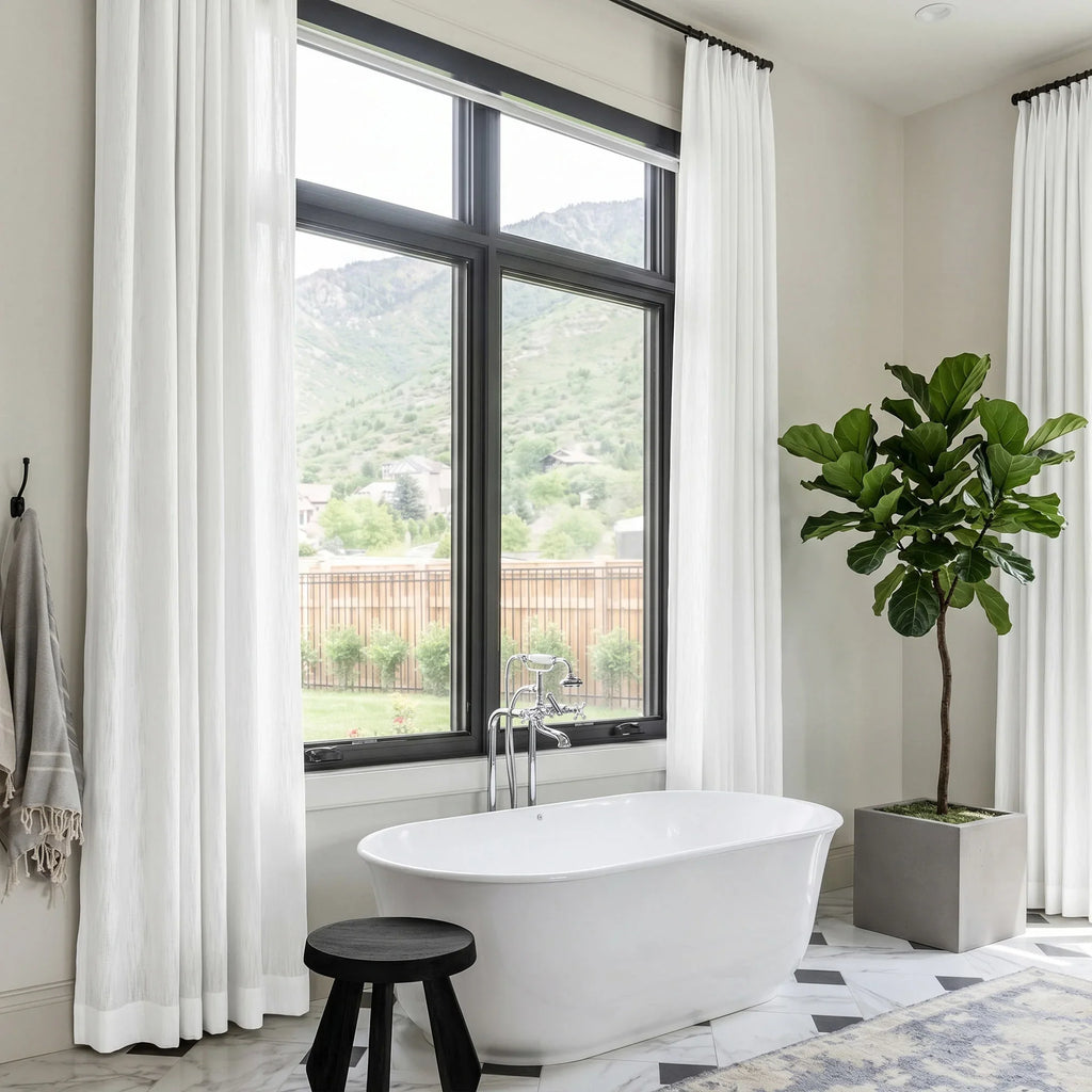 Elvonaeoly Solid Texture Cotton Curtains