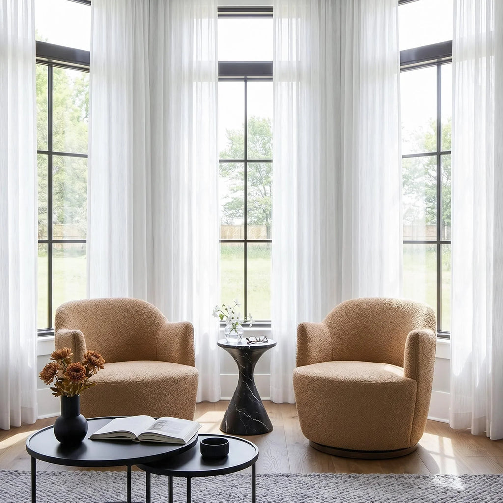 Elvonaeoly Solid Texture Cotton Curtains