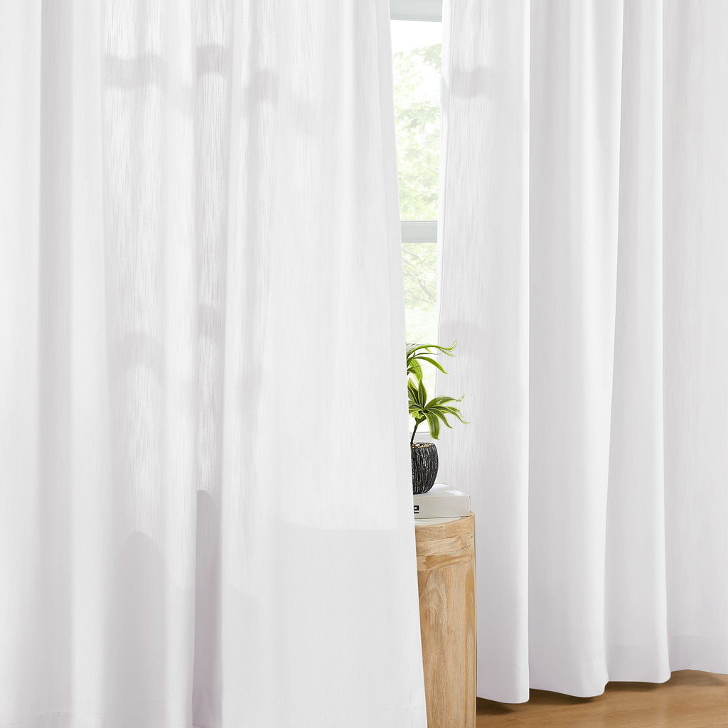 Elvonaeoly Solid Texture Cotton Curtains