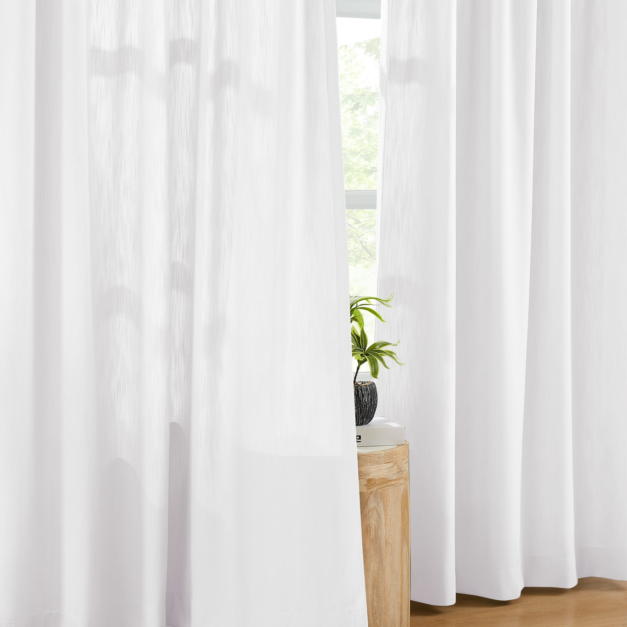Elvonaeoly Solid Texture Cotton Curtains