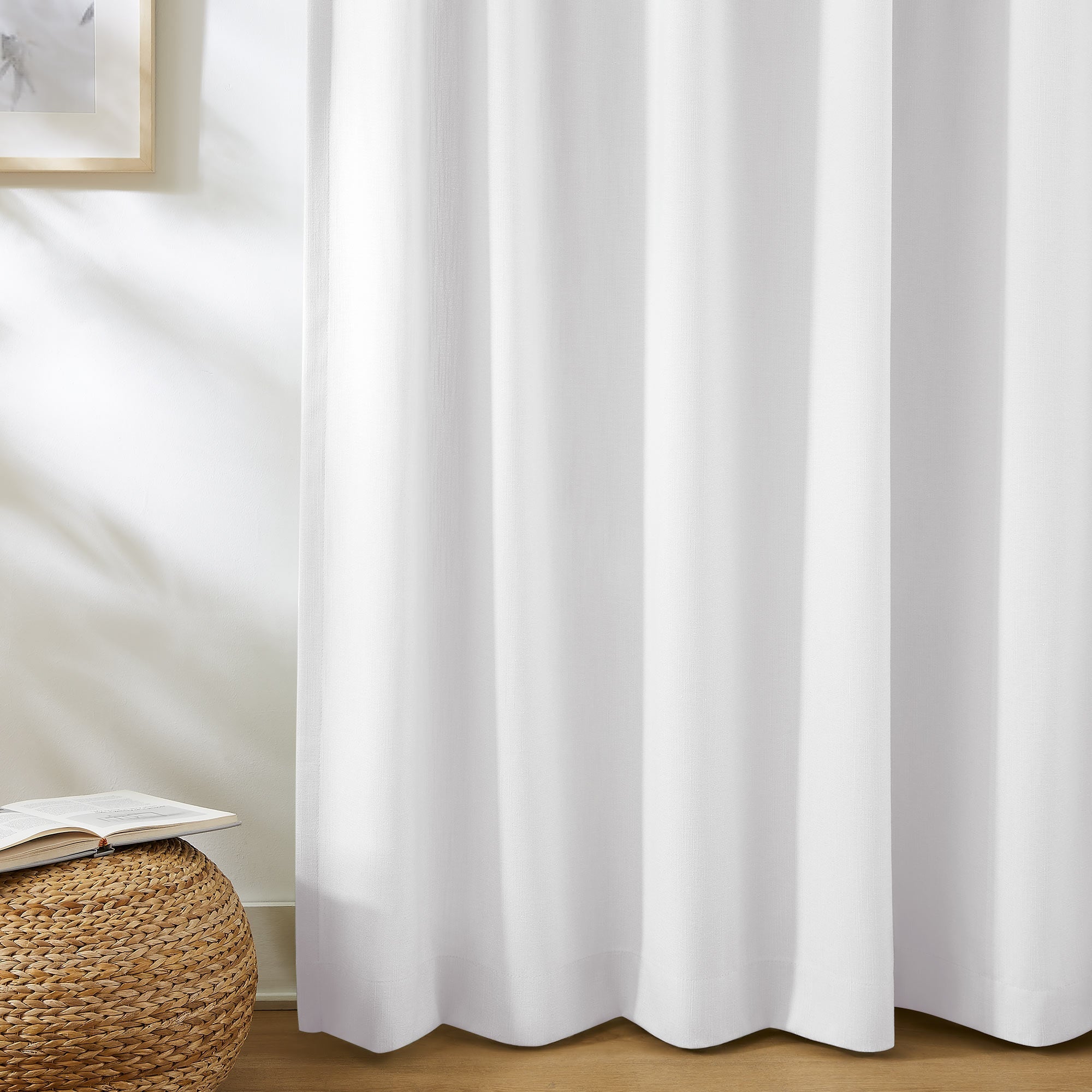 Elvonaeoly Solid Texture Cotton Curtains