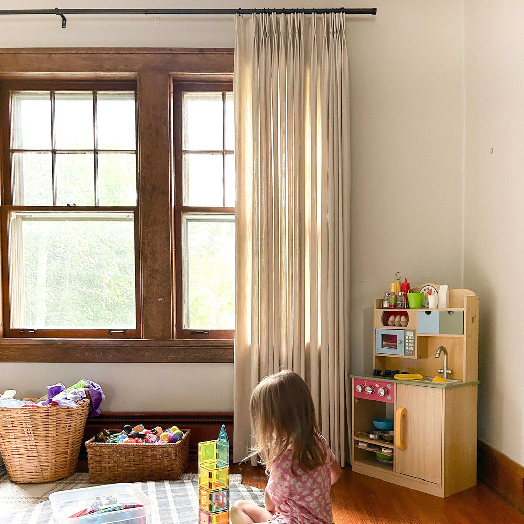 Elvonaeoly Solid Texture Cotton Curtains