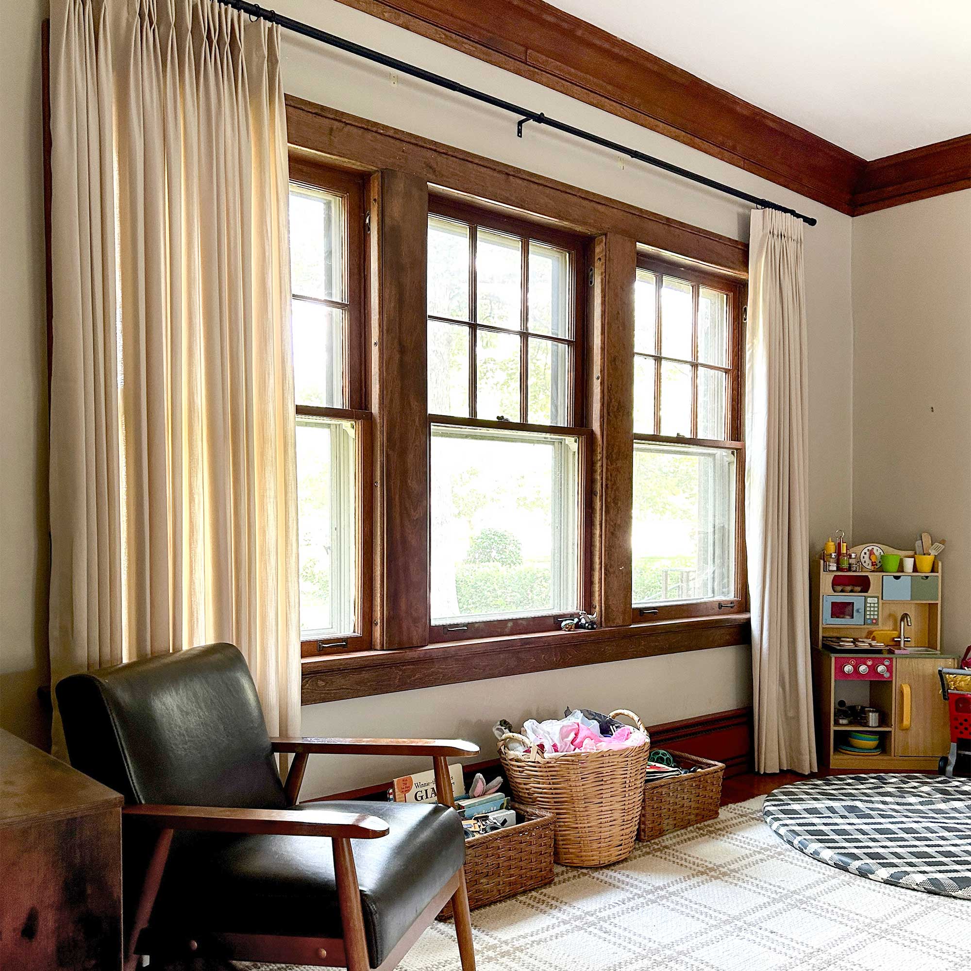 Elvonaeoly Solid Texture Cotton Curtains